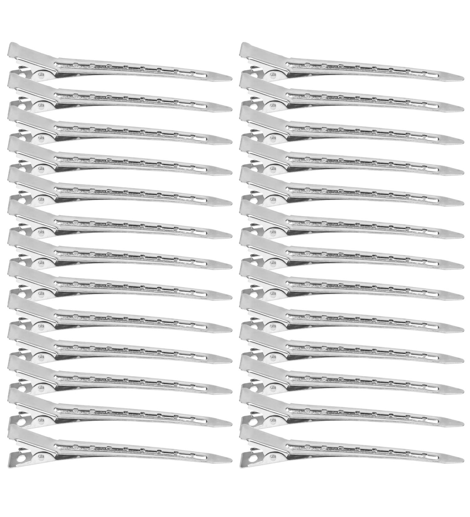 26-Piece Silver Duck Bill Hair Clips Set - 3.5-inch Alligator Clamps for Hairdressers & Women | Professional Metal Hair Clips - Buy Online on GoSupps.com