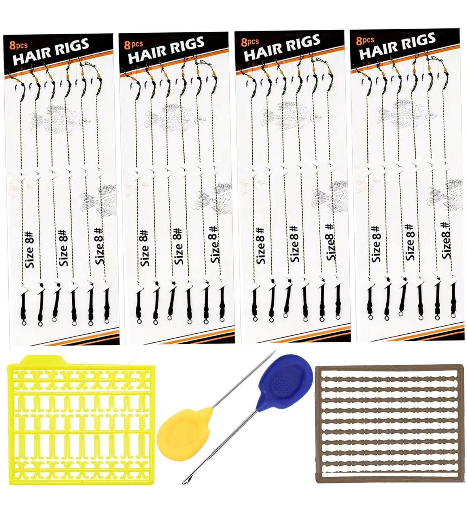 SEAOWL Carp Fishing Hair Rigs | High Carbon Steel Barbed Hooks | Rolling Swivel Boilies | 24 Pcs with 2 Card Boilie Bait Stops | 2 Needles | 4 Sizes 4 - Buy Online on GoSupps.com