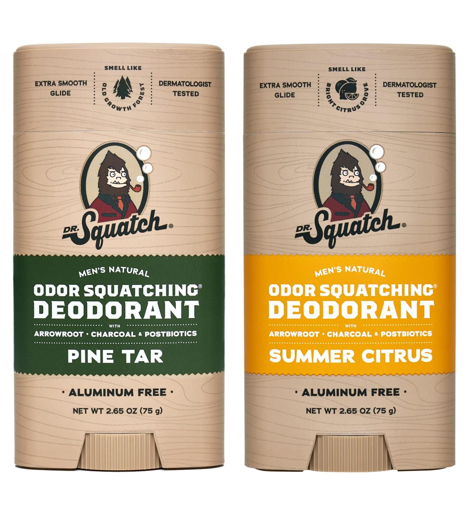 Dr. Squatch Natural Deodorant for Men Odor-Squatching Men's Deodorant Aluminum Free - Pine Tar + Summer Citrus (2.65 oz 2 Pack) Citrus Timber - Buy Online on GoSupps.com