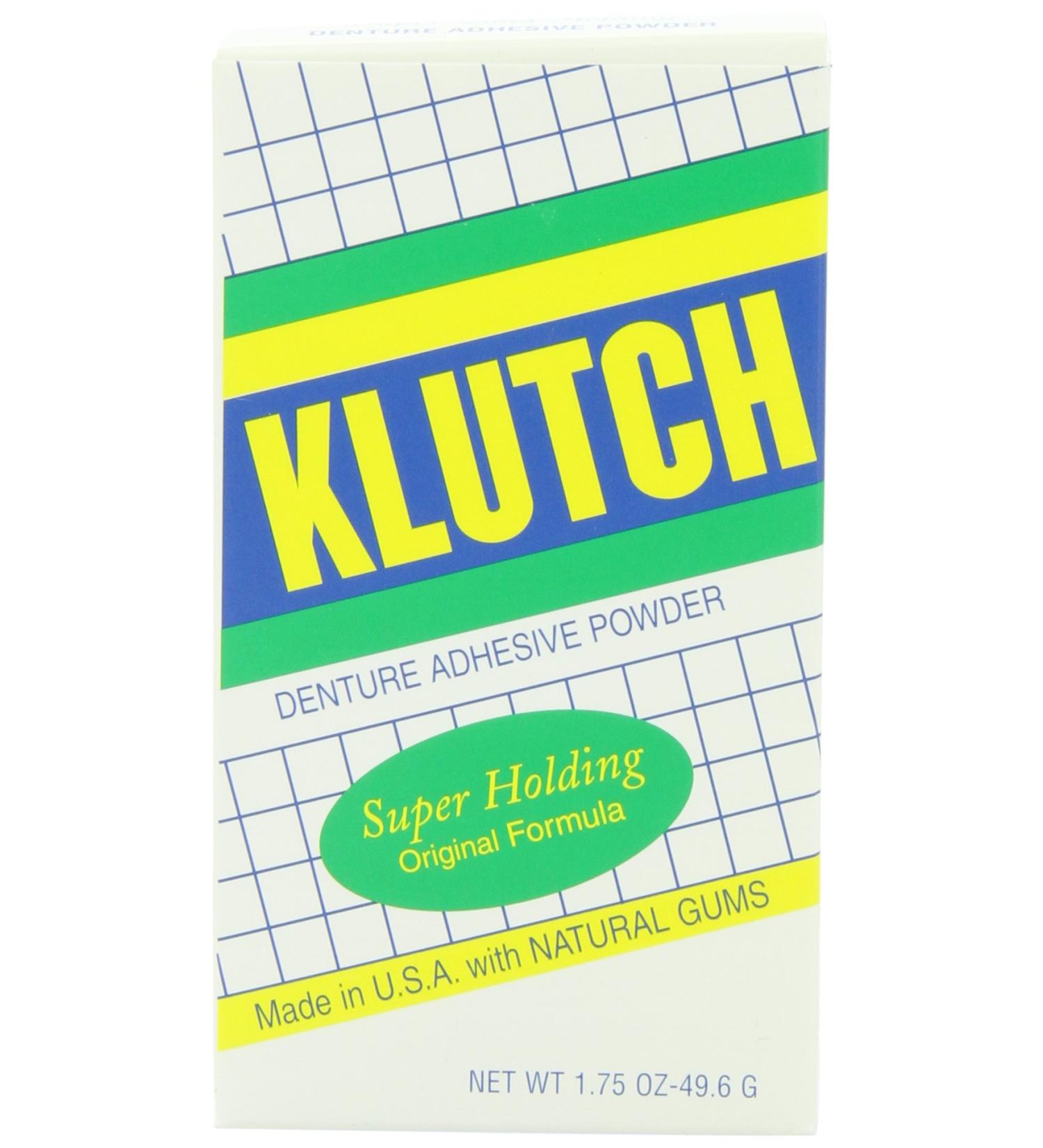 Klutch Denture Adhesive Powder 1.75 Ounces - Secure & Long-Lasting Hold - Buy Online on GoSupps.com