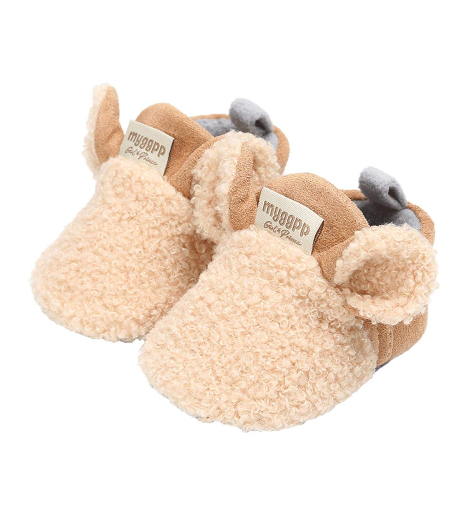TMEOG Baby Booties Slippers | Infant Boots for First Steps | Winter Sock Crib Shoes for Boys & Girls | 0-18 Months | Khaki Sheep Design - Buy Online on GoSupps.com