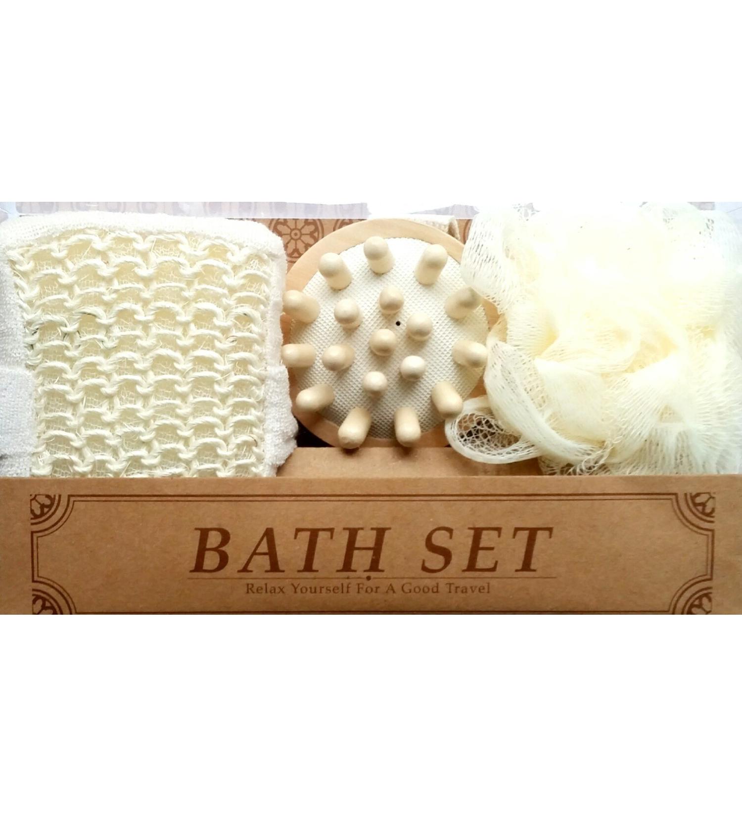 Gift bath set / bath sponge / cotton sponge / wooden massager