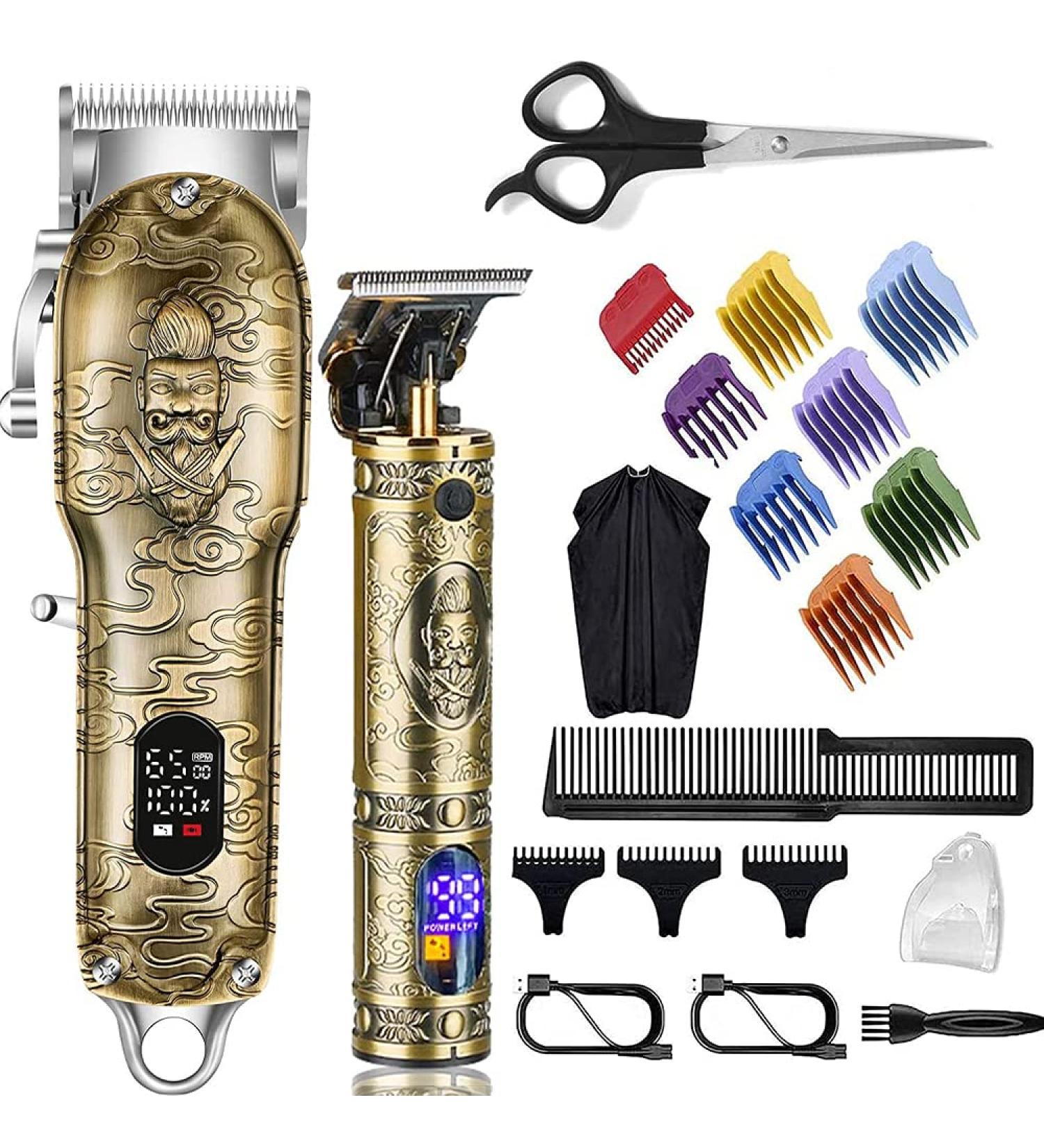 Lanumi Professional Hair Clippers for Men - Cordless T-Blade Trimmer Set with USB Rechargeable Beard Trimmer - Gold - Buy Online on GoSupps.com