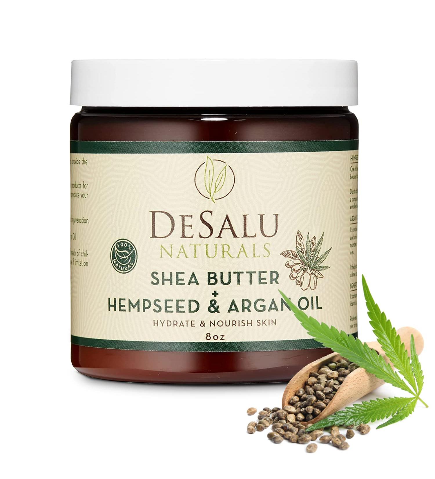 Desalu Naturals Raw African Shea Butter with Hemp Seed Oil & Argan Oil (8 oz) - Nourishing Skin Hydration - Buy Online on GoSupps.com