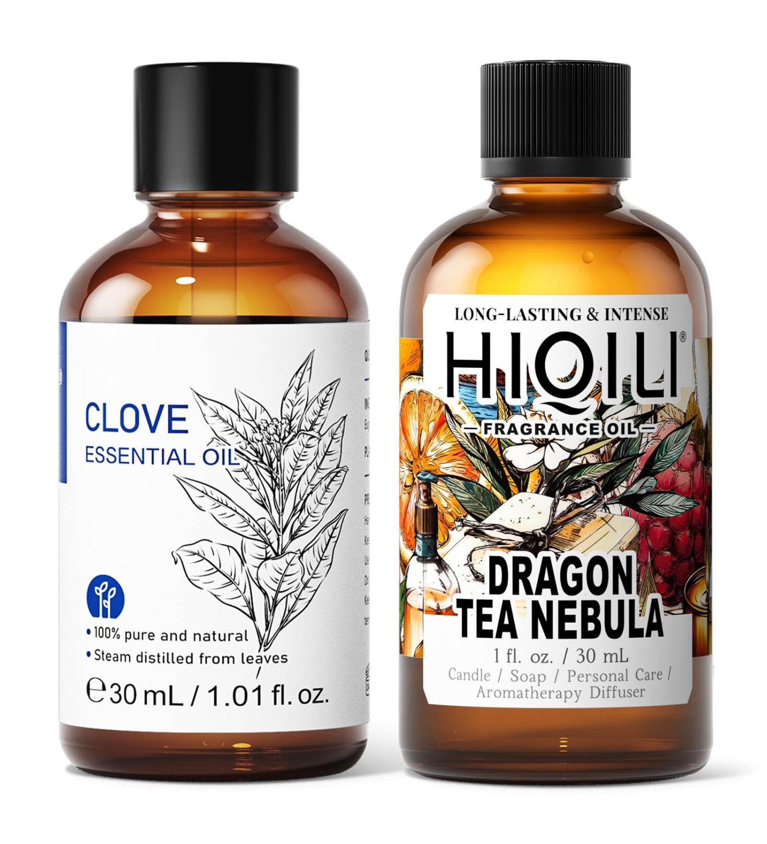 HIQILI 30ML Clove Essential Oil & 30ML Dragon Tea Nebula Fragrance Oil for DIY Diffuser - Buy Online on GoSupps.com