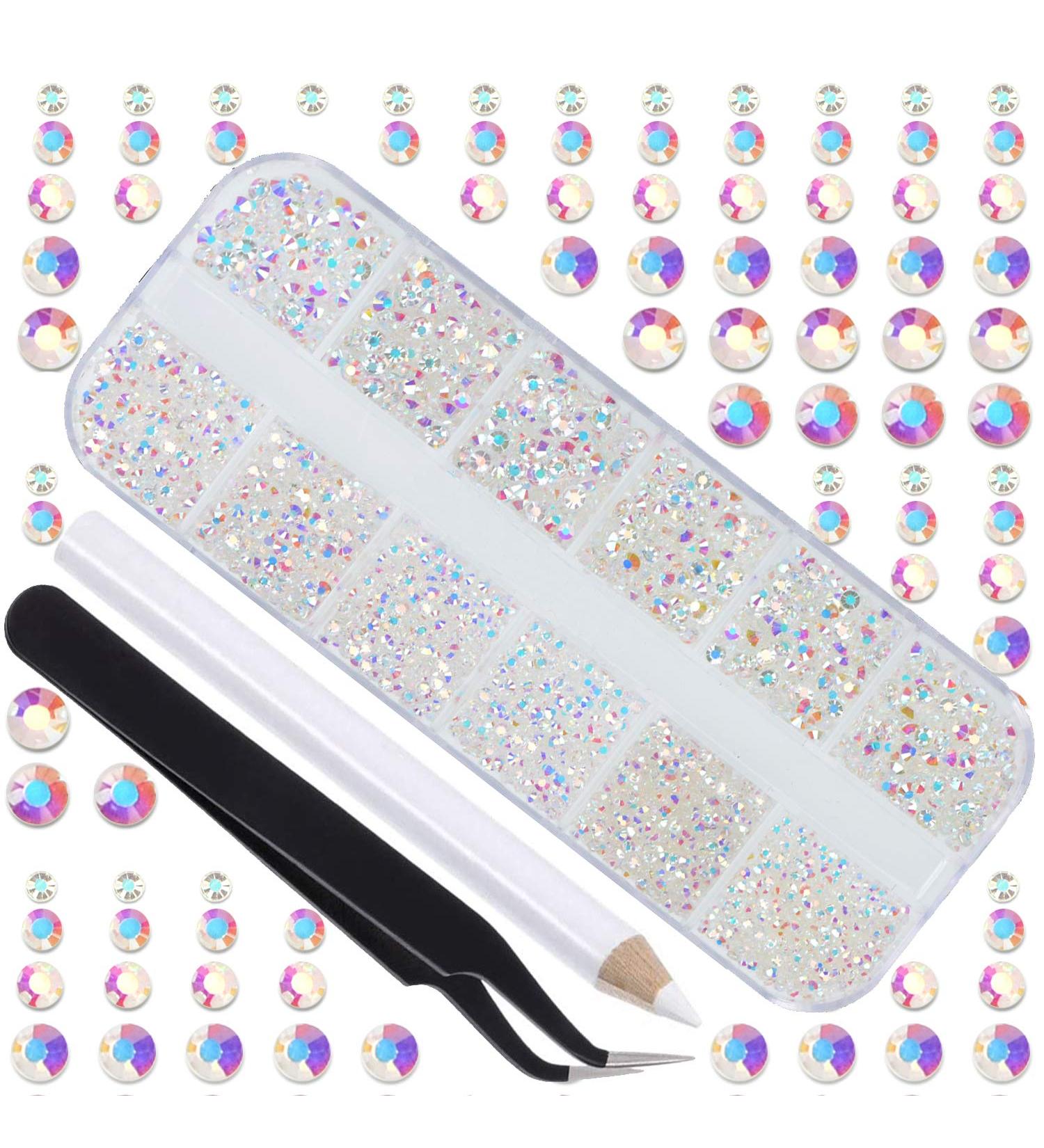 LPBeads 3456 Pieces 6 Sizes Paradise Flat Back Round Crystal Rhinestones for Crafts Nails Art Face Makeup Clothes DIY with Pick Up Tweezers and Picking Pen - Buy Online on GoSupps.com