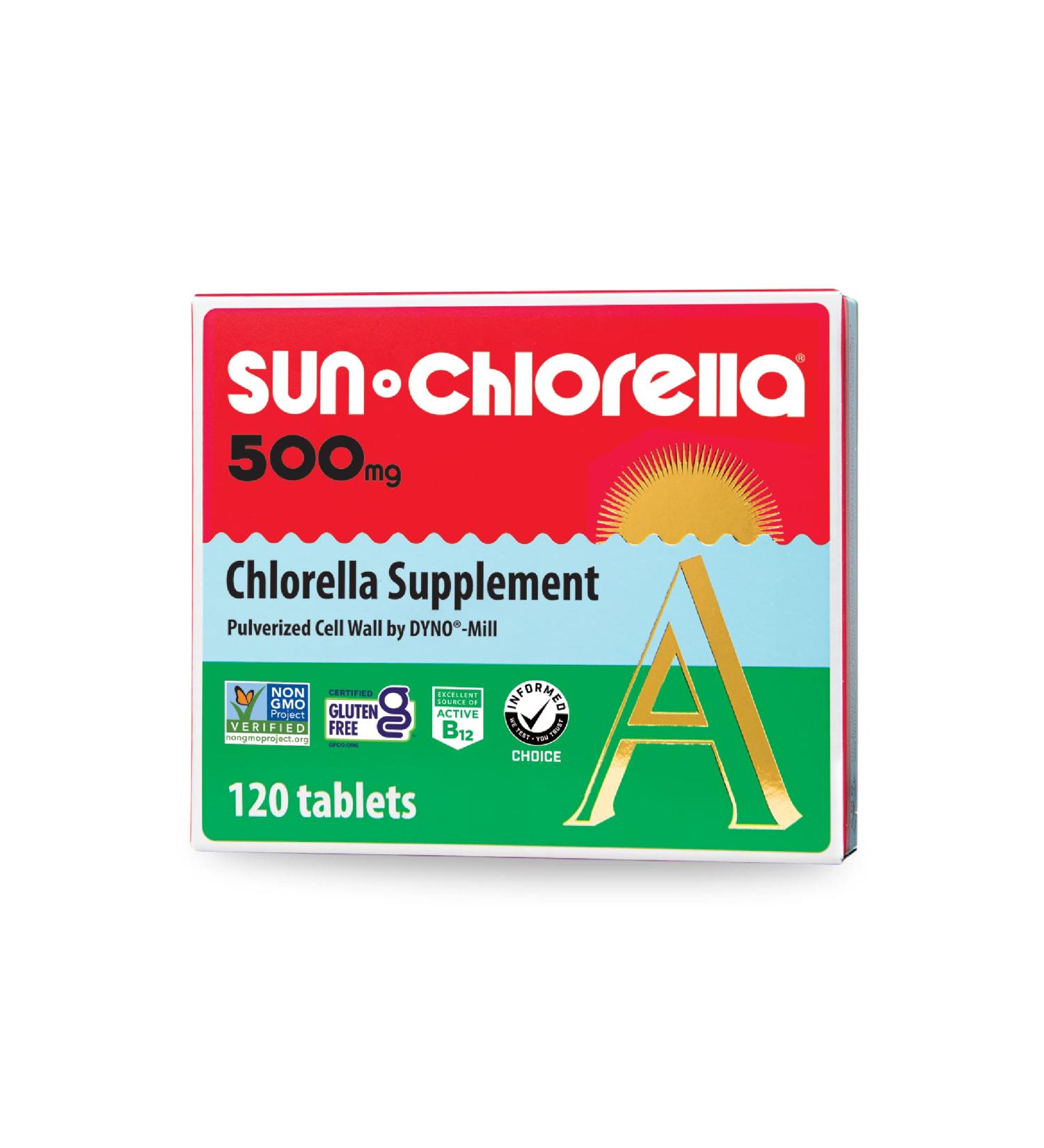 Sun Chlorella 500mg Superfood Supplement - Immune Defense, Gut Health, Energy Boost - 120 Tablets - Buy Online on GoSupps.com