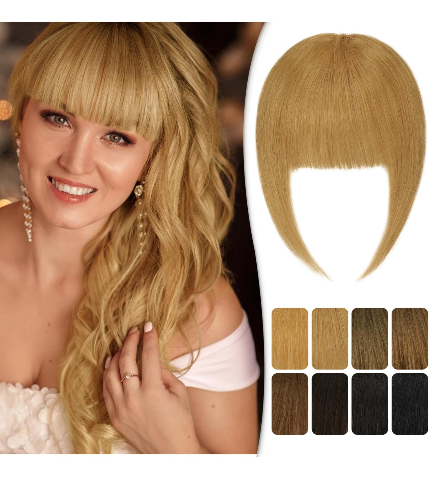 RUWISS Clip in Fringe 100% Human Hair Bangs | Ash-blonde Fringe Extensions for Women | Daily Wear Hairpieces - Buy Online on GoSupps.com