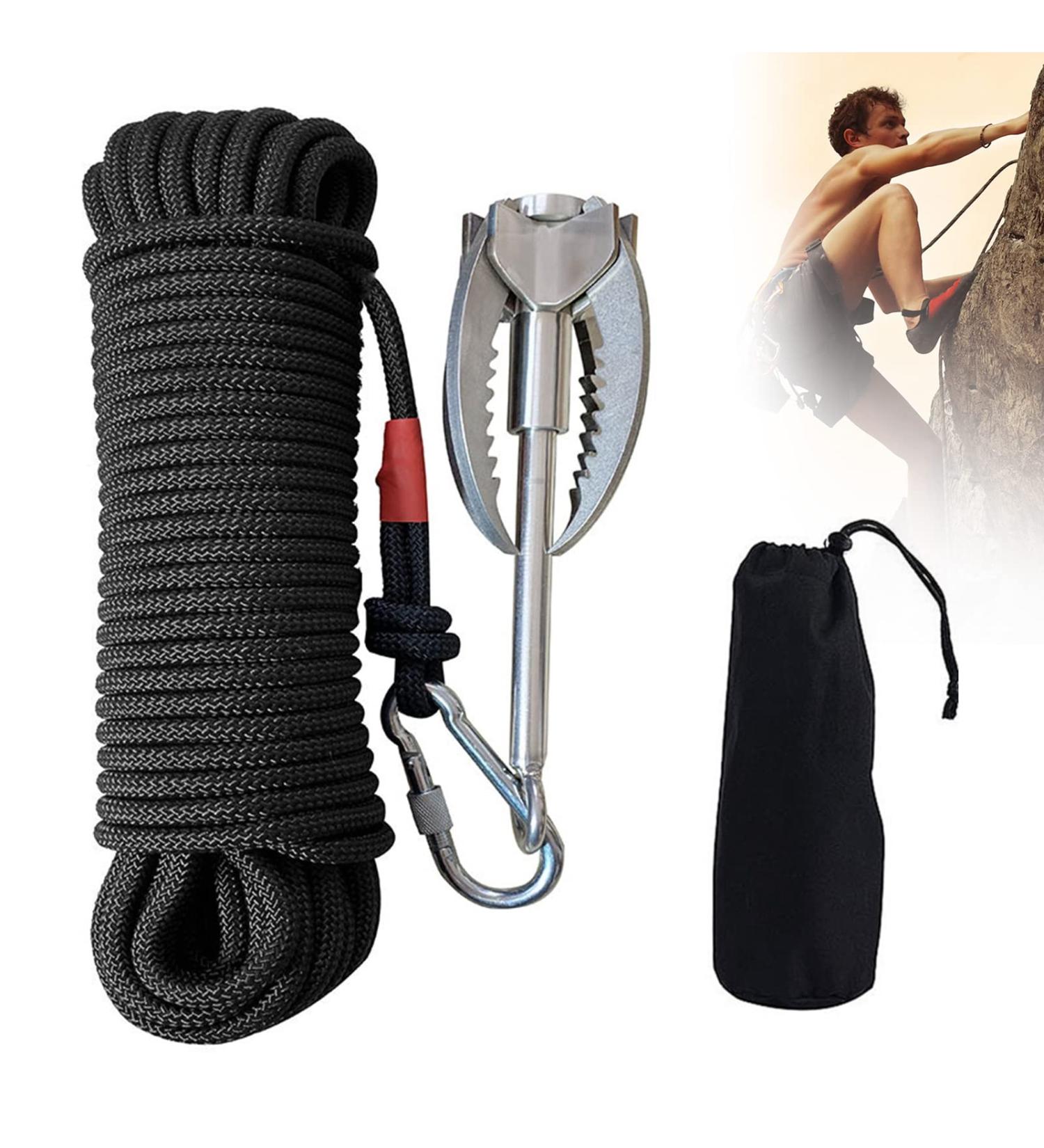Premium 400kg Stainless Steel Grappling Hook | 4-Claw Foldable Climbing Tool with 20m Rope for Rescue & Outdoor Adventures - Buy Online on GoSupps.com