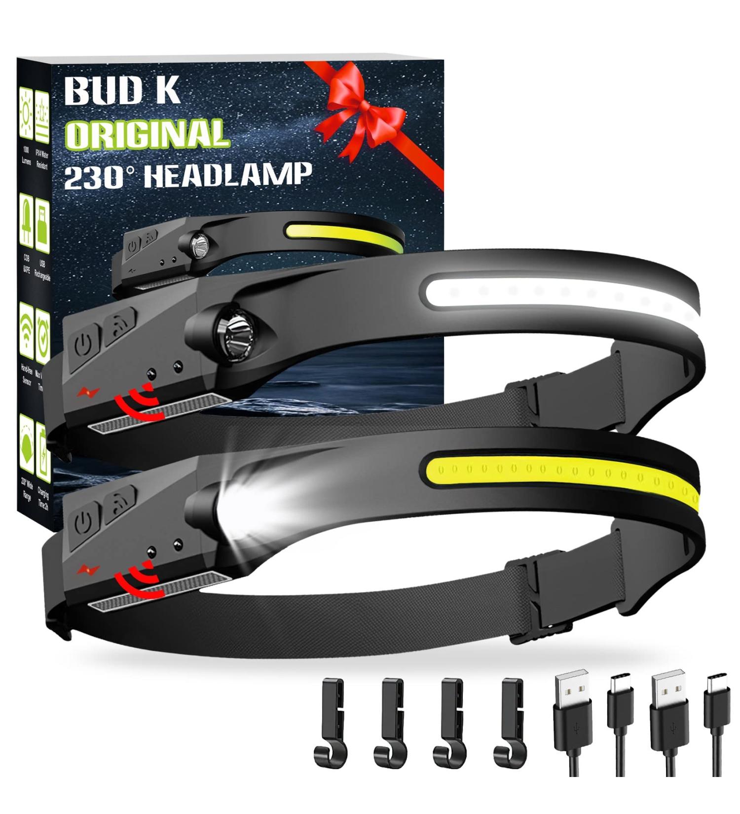Rechargeable Headlamp 2Pack, 230Wide Beam Headlamp for Adults, LED Headlamp with Clips-Camping Gear, 6 Modes, Motion Sensor, Head Lamp Flashlight for Cycling, Running, Fishing, Camping A-2 - Buy Online on GoSupps.com