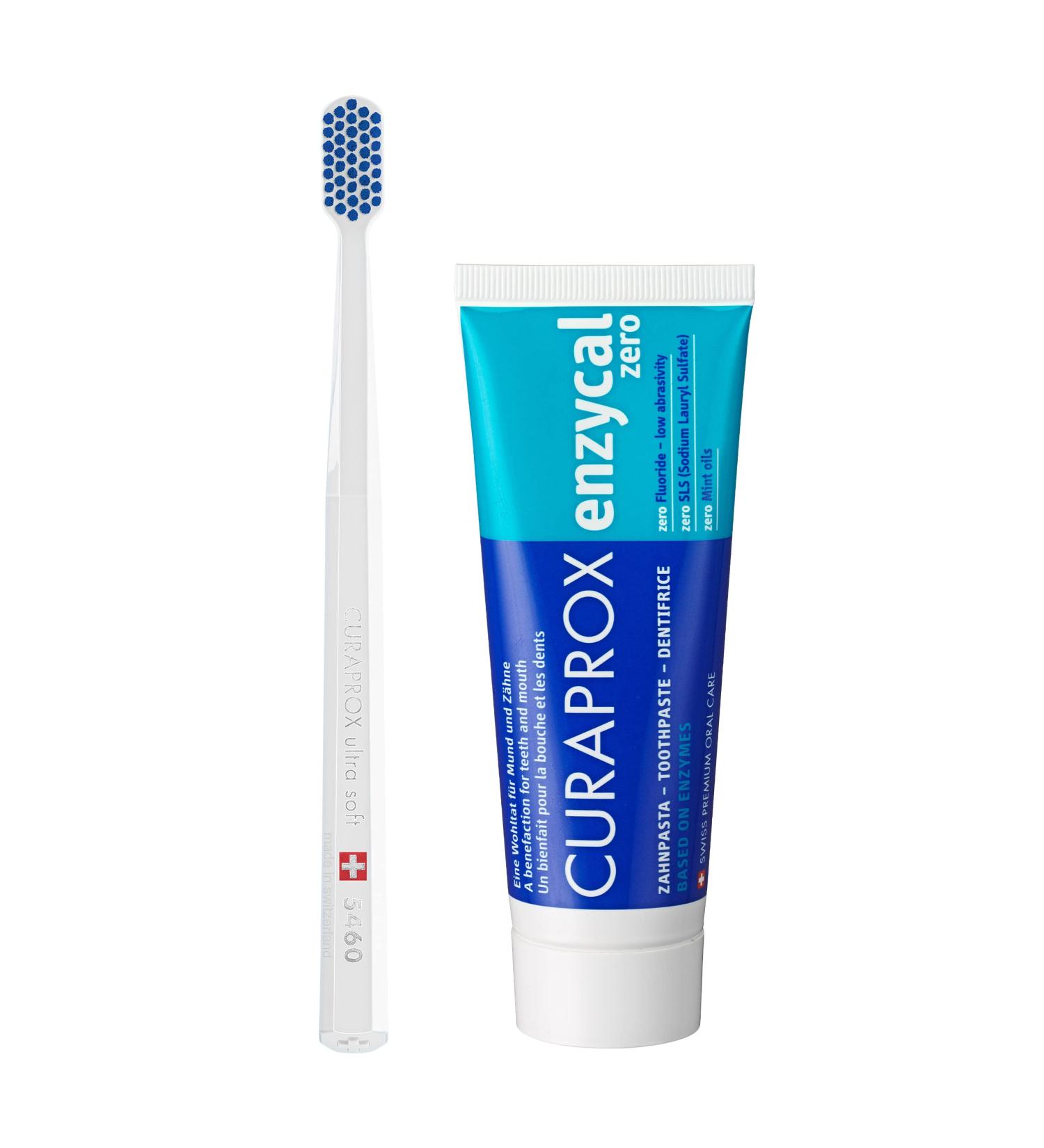 Buy Curaprox CS 5460 Ultra Soft Toothbrush & Enzycal Zero Fluoride Toothpaste 75ml - SLS & Menthol Free for Healthier Teeth - Buy Online on GoSupps.com