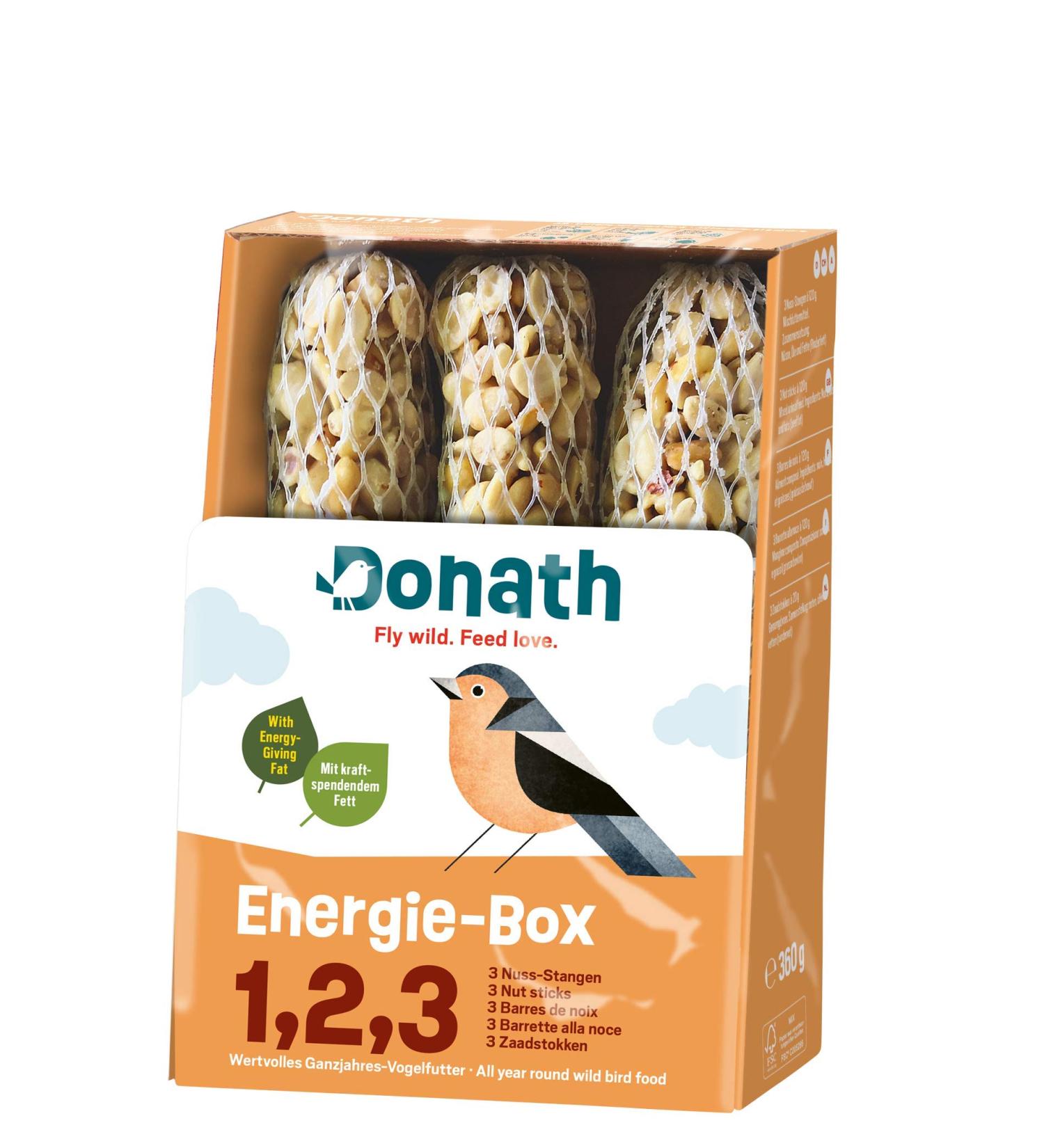 BUY DONATH Energy Box 1.2.3-3 Nut Rods (3 x 120g) - Premium Wild Bird Food Traditionally Dipped in Cattle Fat - Made in Southern Germany - Year-Round Energy for Birds - Buy Online on GoSupps.com