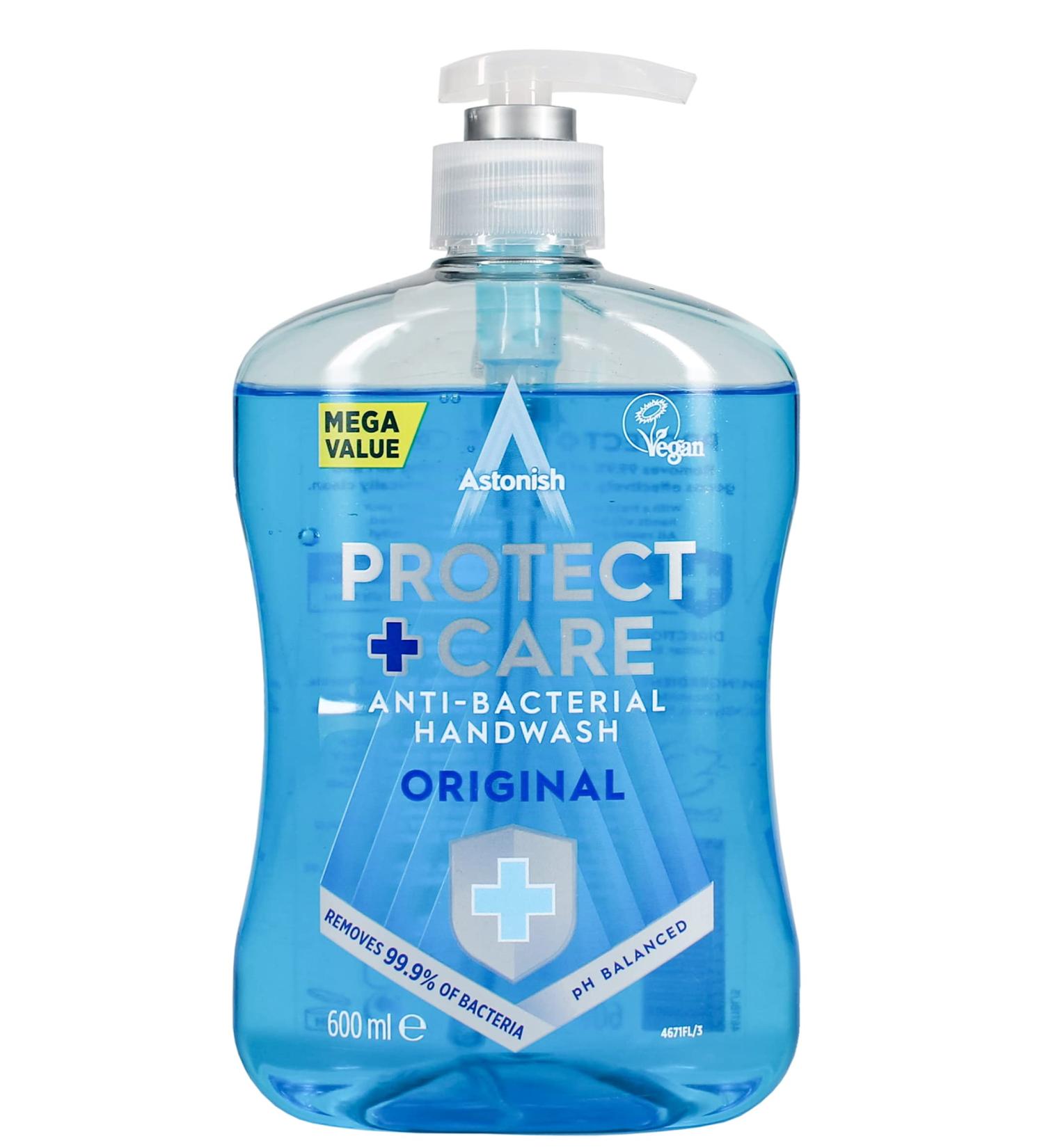 Astonish Protect & Care Moisturising Anti-Bacterial Hand Wash Soap 600ml - Gentle on Skin - Buy Online on GoSupps.com