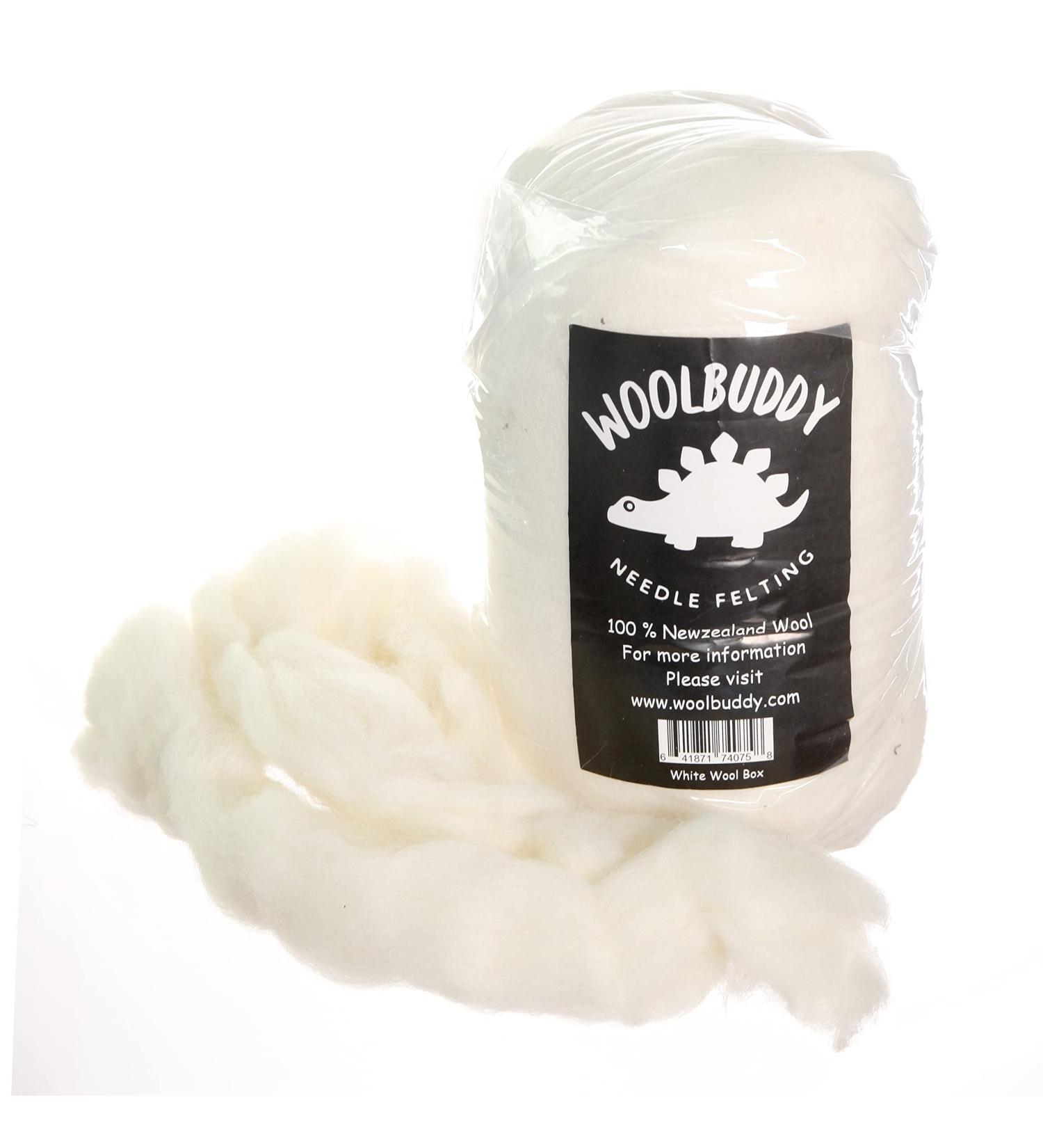 Woolbuddy Needle Felting Wool  Handmade Carded Core Wool for Wool Felting  White Wool Roving for Wet Painting  DIY Drier Balls and Felting Pad  Felting Supply and Bulk Chunky Yarn (8oz)