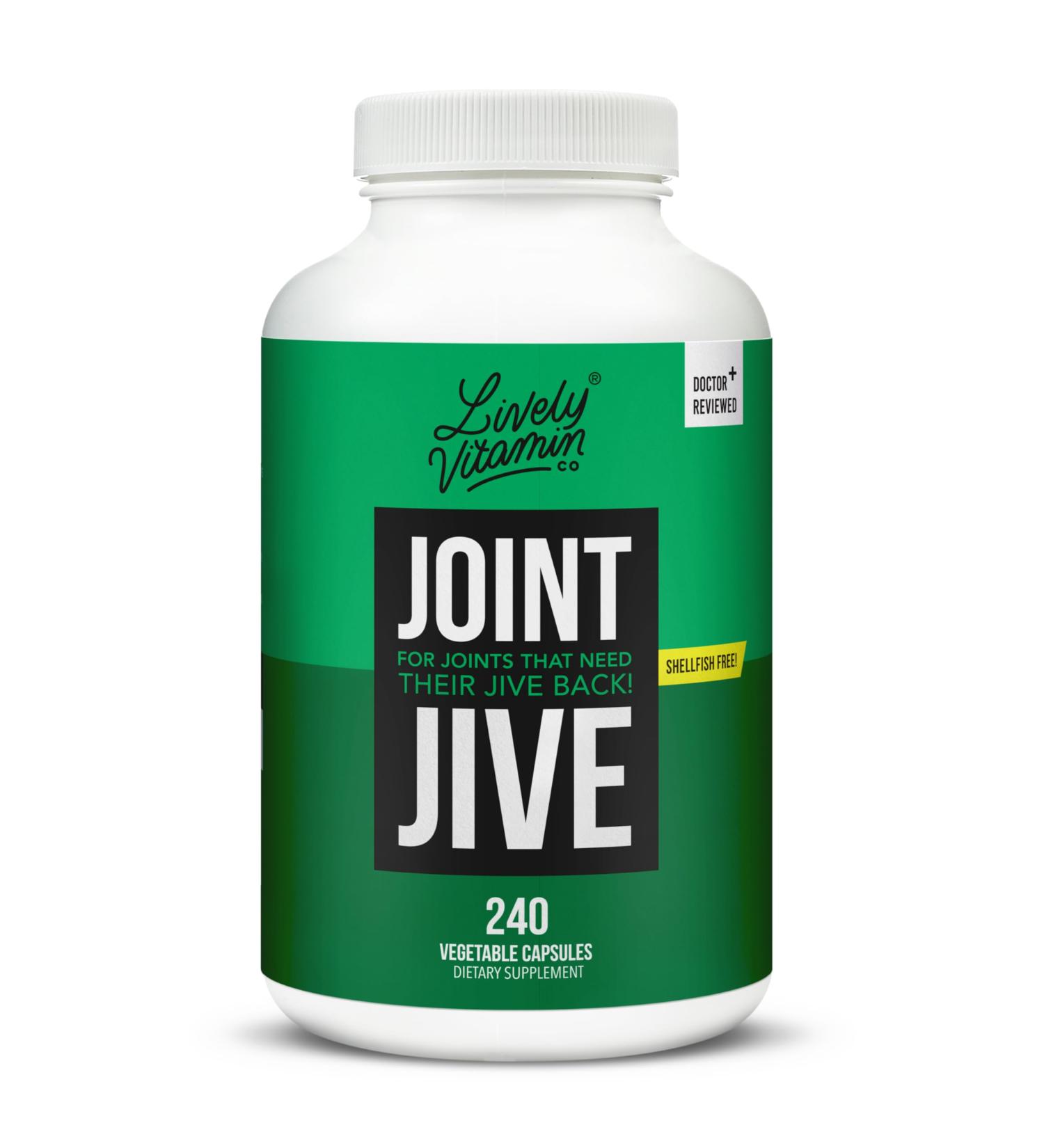 LIVELY VITAMIN CO. Joint Jive - Lubricate Joints (Knee, Ankle, Neck, Shoulder, Back) - Collagen - Glucosamine - MSM - Quercetin - Chondroitin - Devils Claw - Shellfish-Free Formula - 240 Count 240 Count (Pack of 1) - Buy Online on GoSupps.com