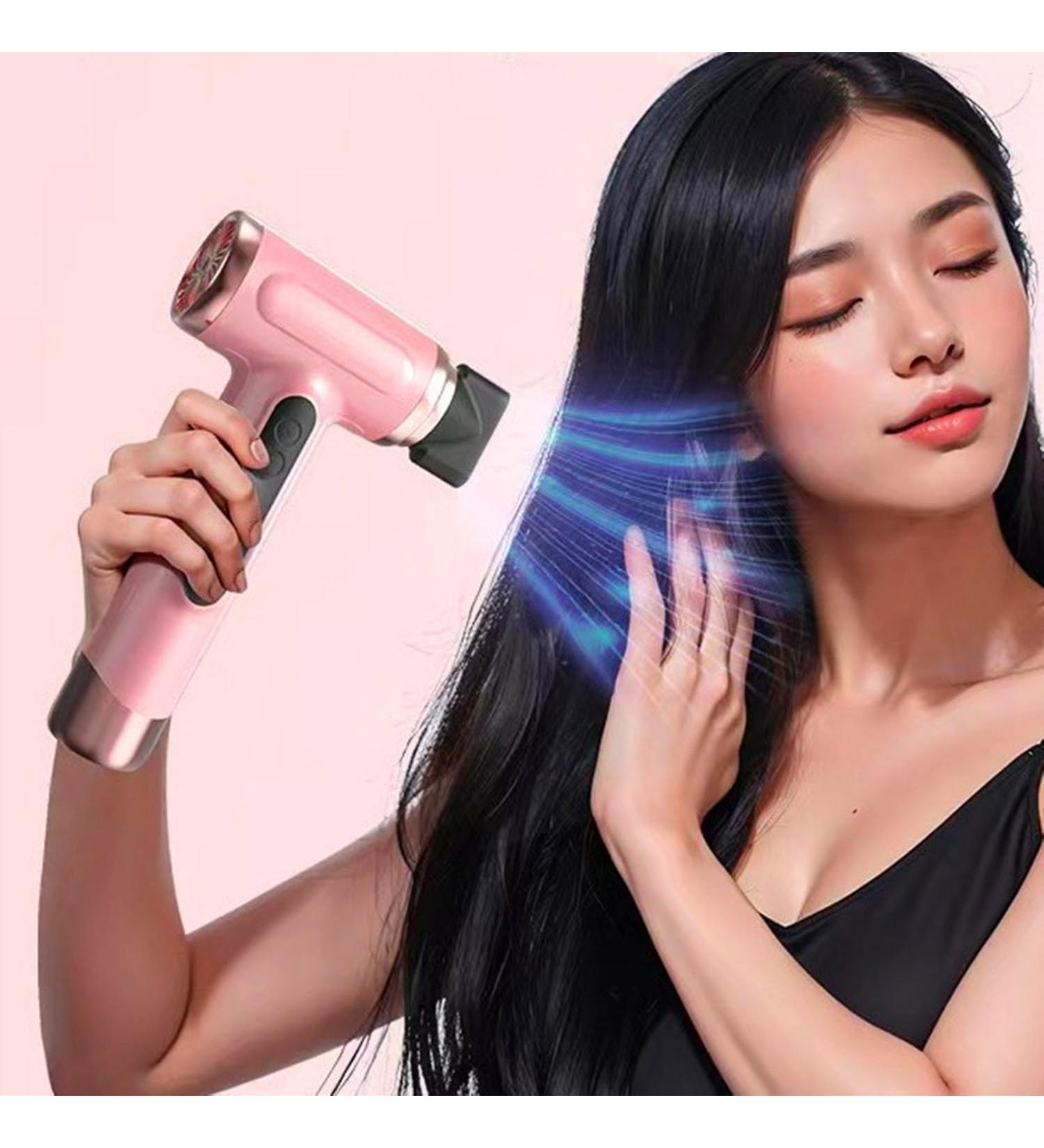 Cordless Ionic Hair Dryer with Digital Screen 3 Mode USB Charging Blow Dryer w/Hot and Cold Air Travel Hair Dryer for Women Kids Outdoor Camping Beaches Pink - Buy Online on GoSupps.com
