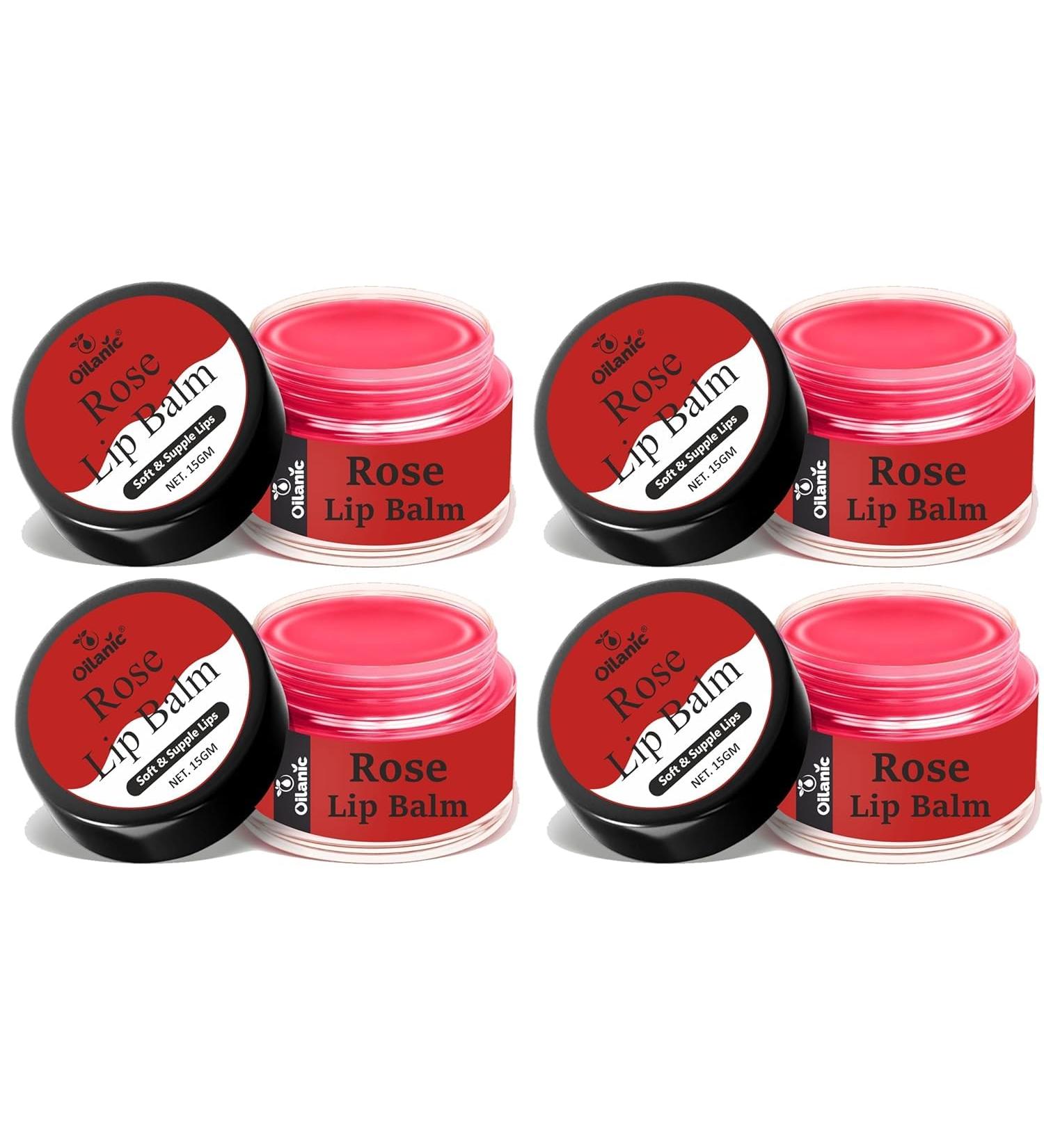 PRZX Rose Lip Balm Pack of 4 Moisturizing Lip Care with SPF for Daily Lip Protection Soft & Smooth Finish For Men & Women Suitable for All Skin Types 15g Each - Buy Online on GoSupps.com