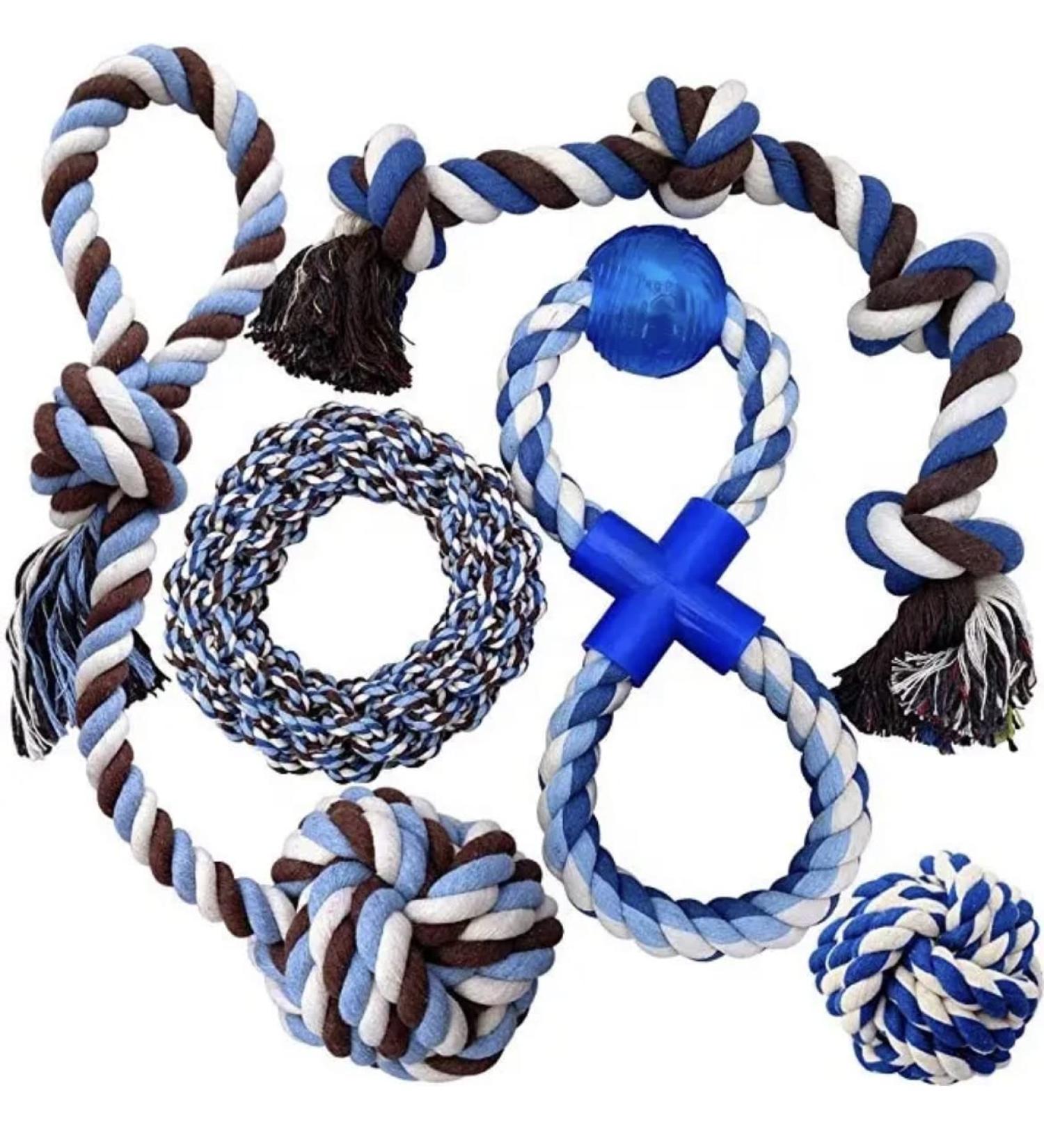 Belcka Dog Rope Toy Set for Large and Medium Dogs - Durable Figure of 8 Chew Toy - Natural Cotton for Stimulation and Teeth Cleaning - Perfect Dog Birthday Gift - Buy Online on GoSupps.com
