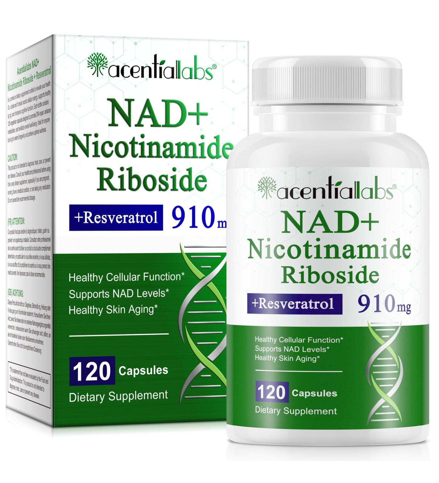 XINSZLIN NAD Supplement NAD Nicotinamide Riboside Resveratrol 910mg High Purity NAD Supplement for Healthy Cellular Function Supports NAD Levels Healthy Skin Aging Dietary Supplement 120 Capsules - Buy Online on GoSupps.com