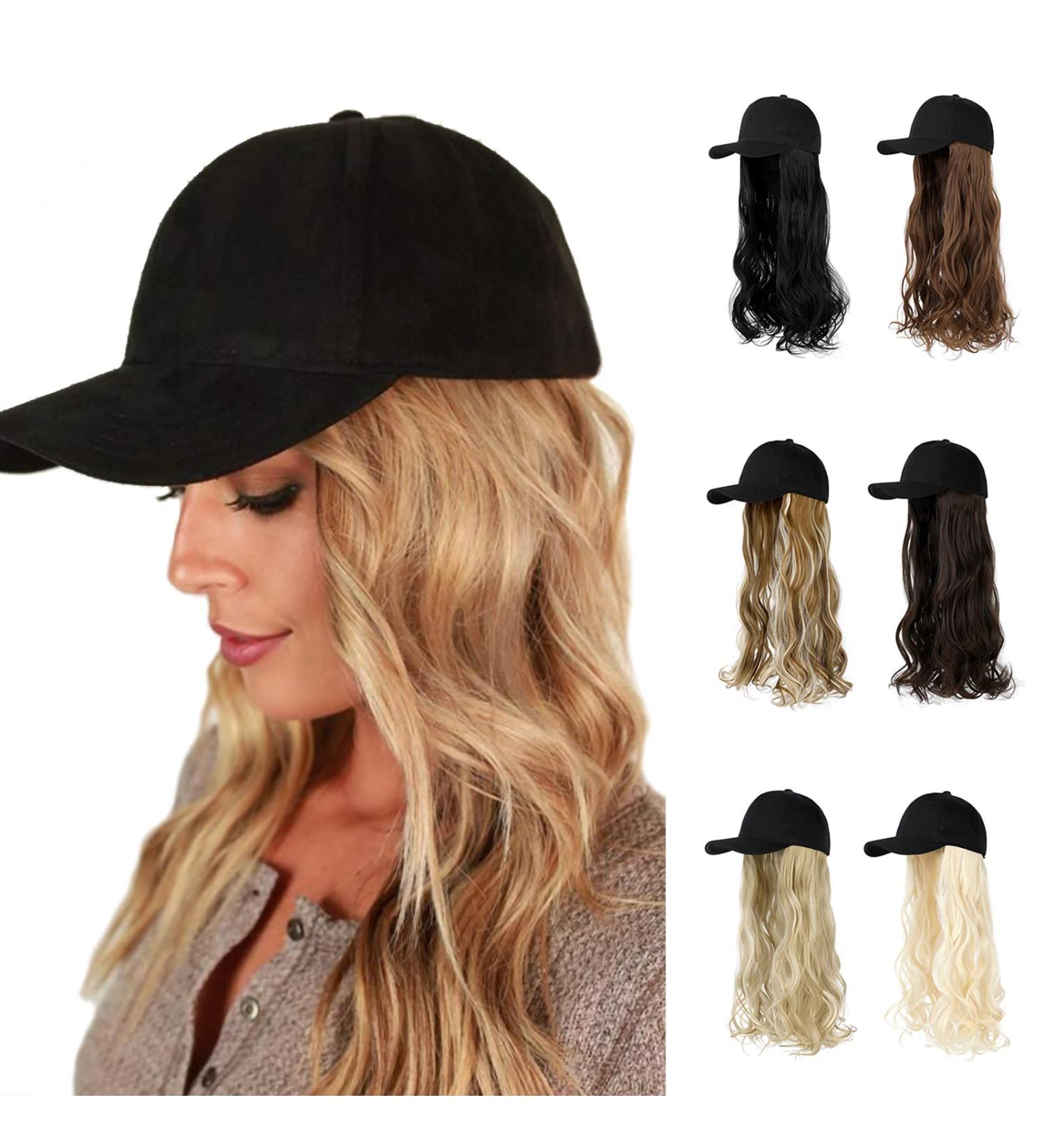 AynnQueen Women's Baseball Cap with 24 Long Wavy Hair Extensions - Ash Blonde Mix Bleach Blonde - Buy Online on GoSupps.com