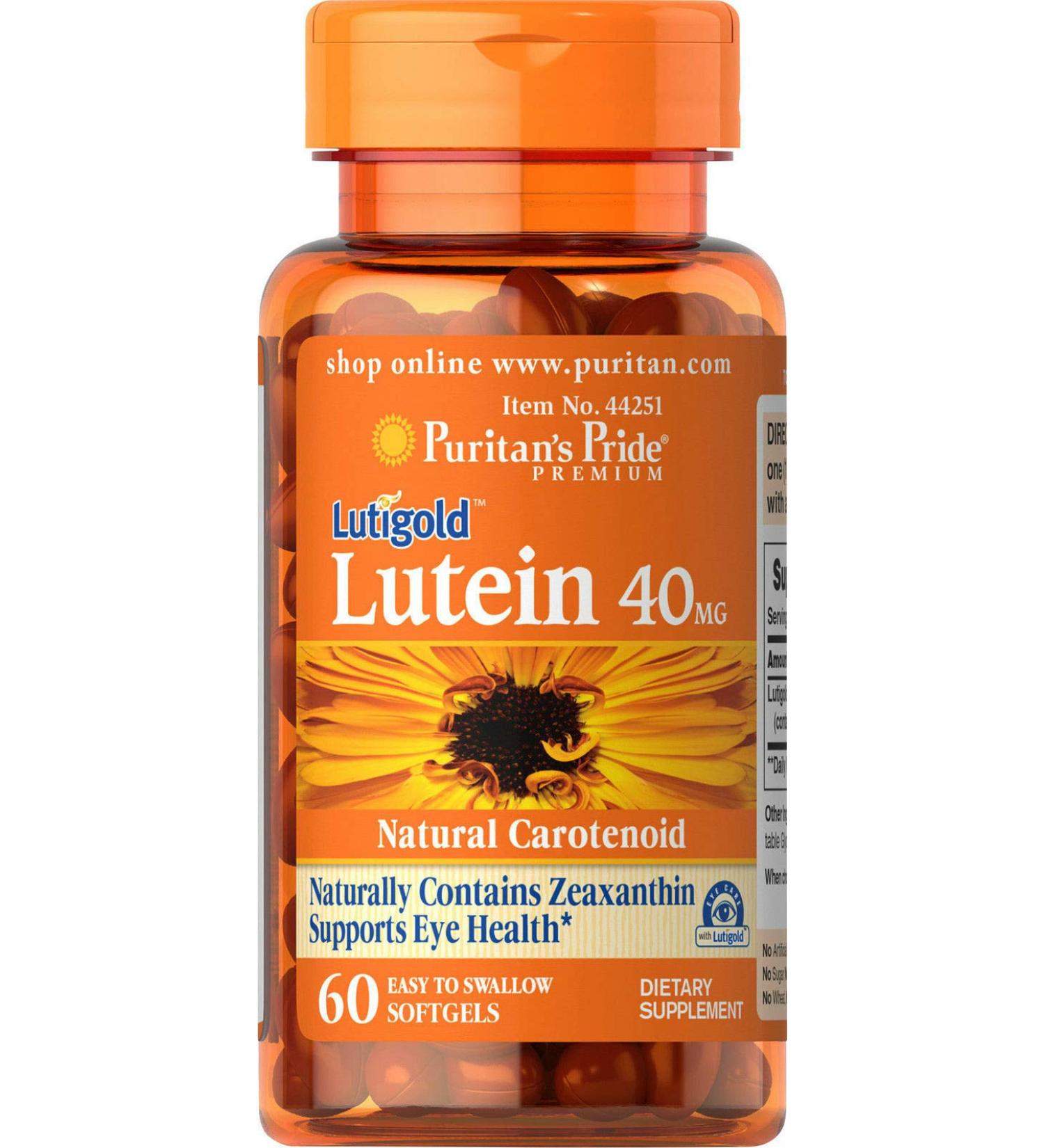 Buy Puritan's Pride Lutein 40 mg with Zeaxanthin - 60 Softgels for Eye Health | International Shipping - Buy Online on GoSupps.com