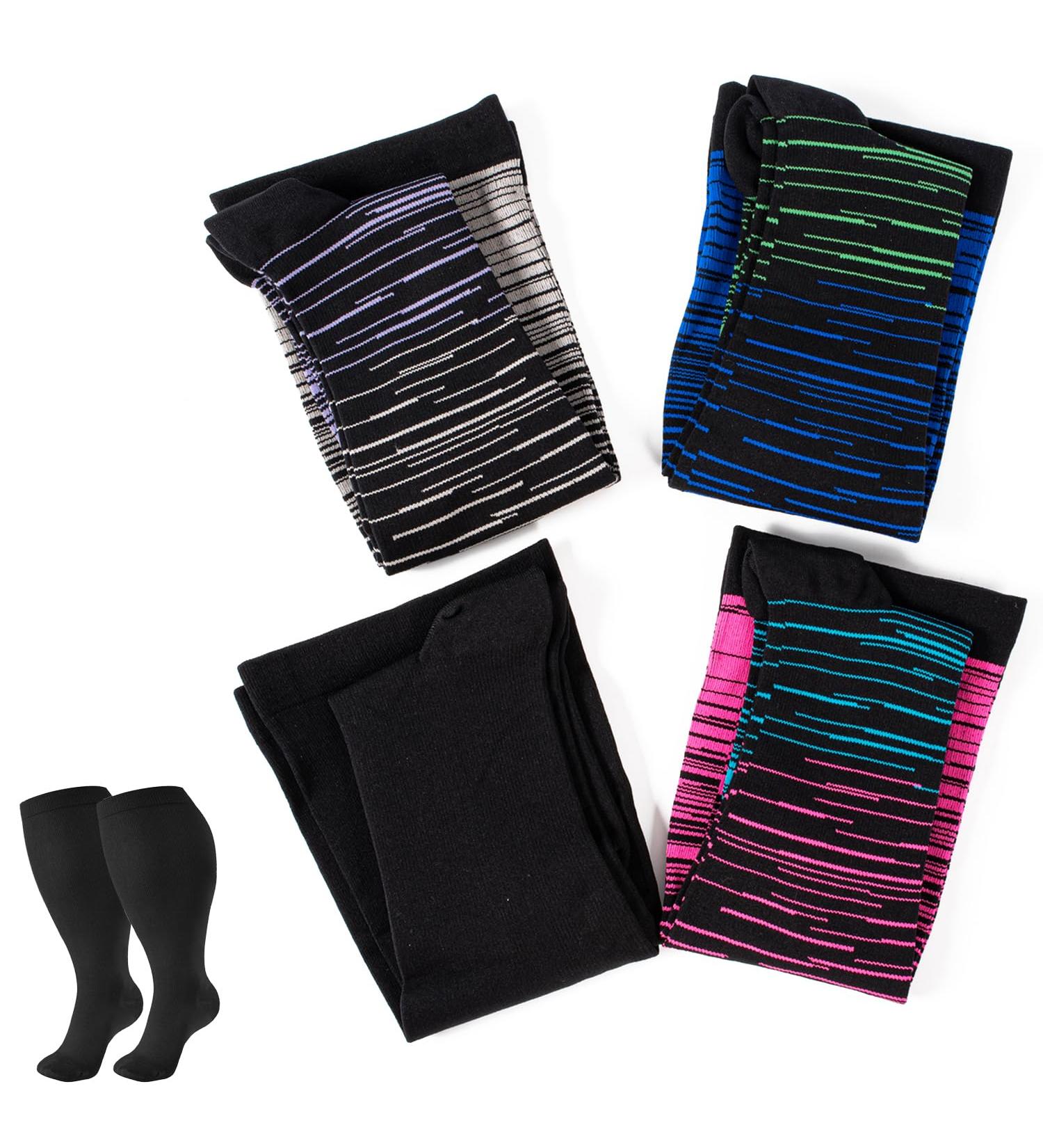4 Packs Plus Size Compression Socks Compression Stockings for Women Men 20-30 mmHg Large Size Compression Socks Women Men for Circulation Swelling Support 3XL 02 Colors - Buy Online on GoSupps.com
