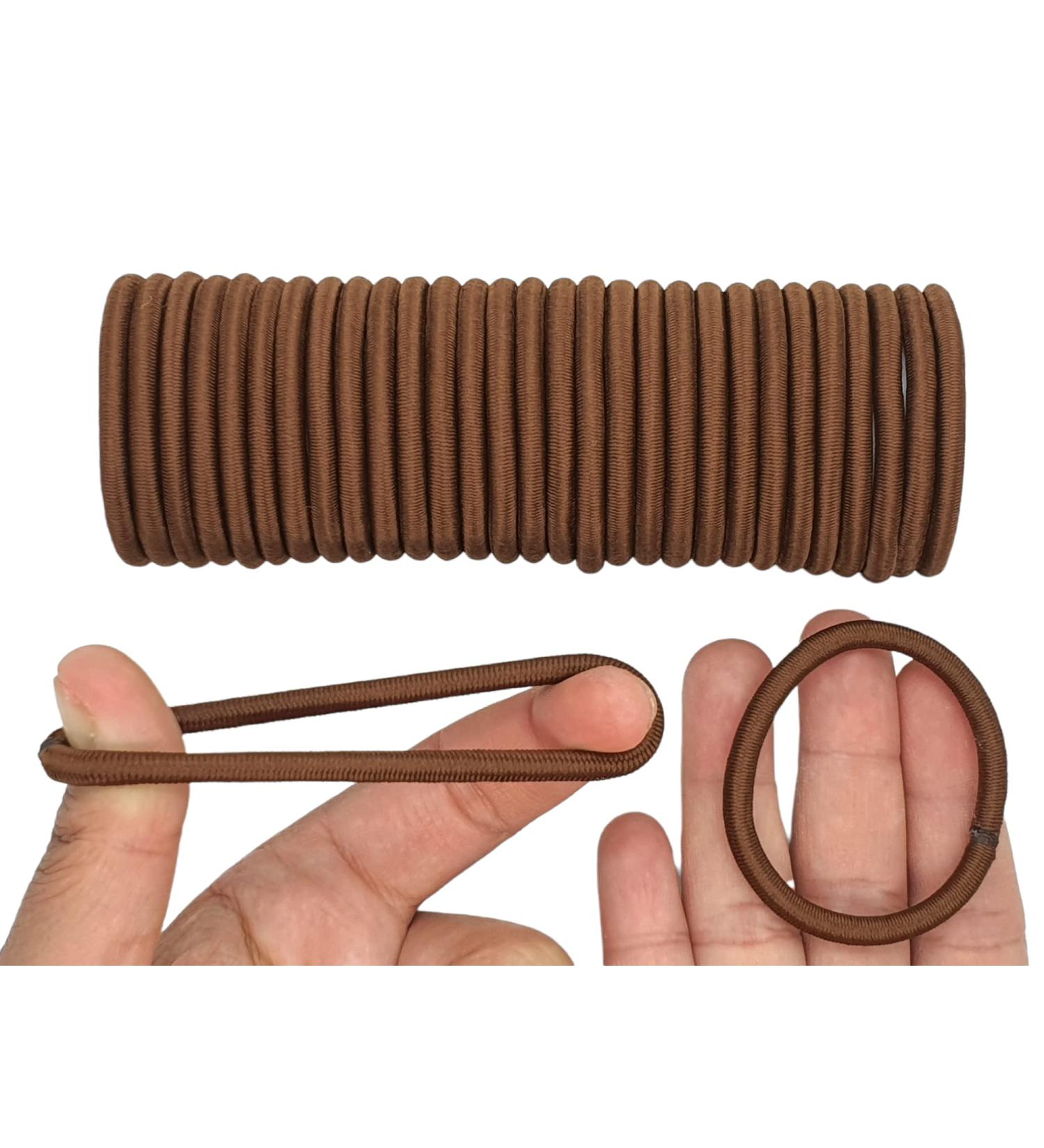 12 PCS Brown 3mm Elastic Hair Bands - Gentle Ponytail Holders for Women, Men, Girls, Kids - No Metal - Bulk Hair Ties - Buy Online on GoSupps.com