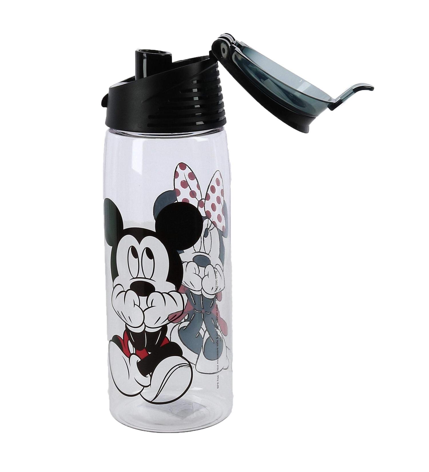 Jerry Leigh Disney Mickey and Minnie Mouse Acrylic Flip Top Water Bottle  Clear