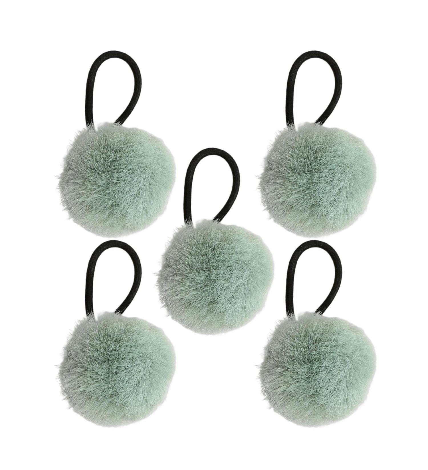 Hair Rope for Girls Girls' Colorful Pompom Hair Ring Ties Chic Pompom Hair Rope for Ponytail Fashionable Girls Hair Accessories for Daughter Sister Green - Buy Online on GoSupps.com