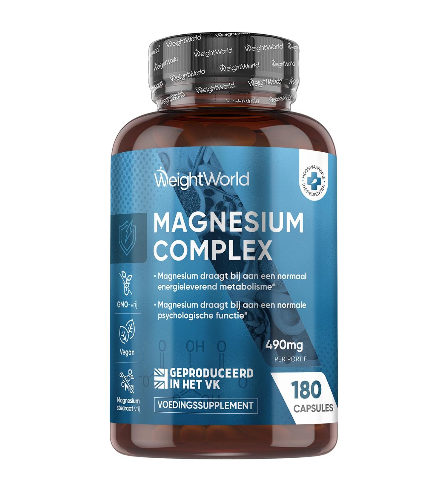 Magnesium Complex 1700 mg 180 vegan capsules for a 3month supply With Magnesium Bisglycinate Magnesium Citrate Magnesium Malate and Magnesium Taurate From WeightWorld - Buy Online on GoSupps.com