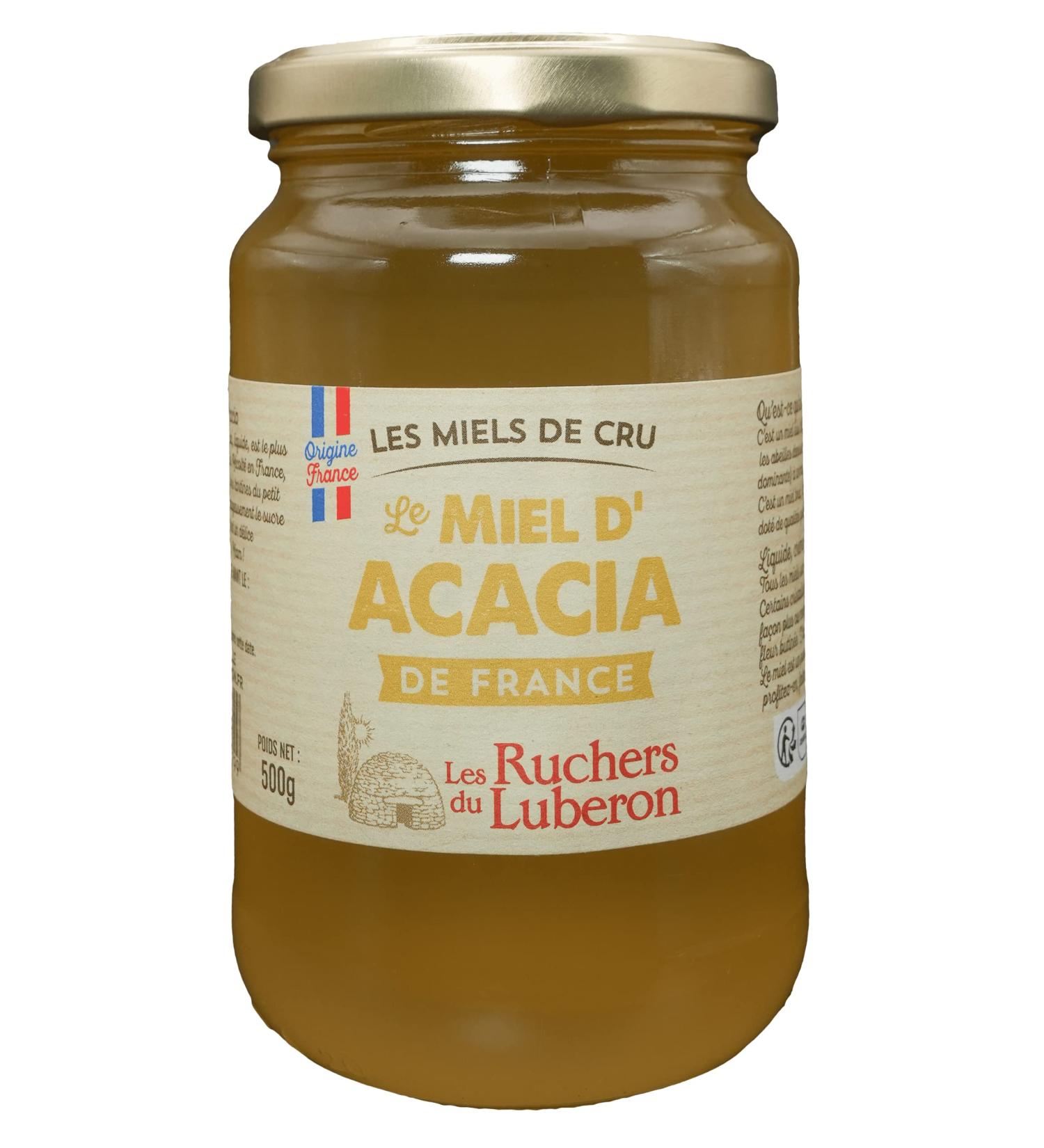 Les Ruchers du Luberon - Acacia Honey 500g - Natural French Raw Honey - Pure - Unfiltered - Unpasteurized - No Additives - Buy Online on GoSupps.com