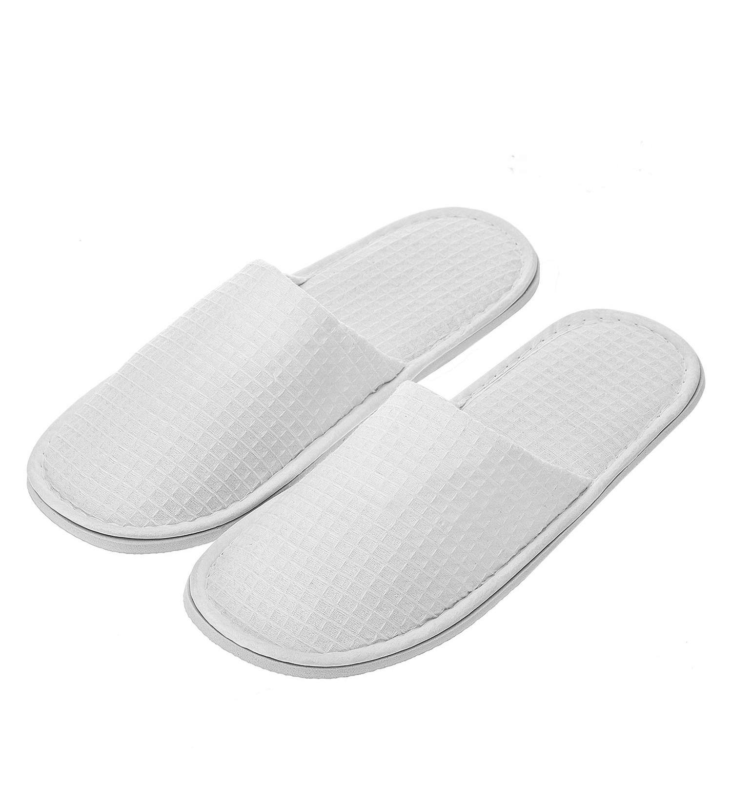 Echoapple Waffle Closed Toe White Slippers - Unisex Perfect for Spa Travel & Parties - Adjustable Fit for Most Sizes - Buy Online on GoSupps.com