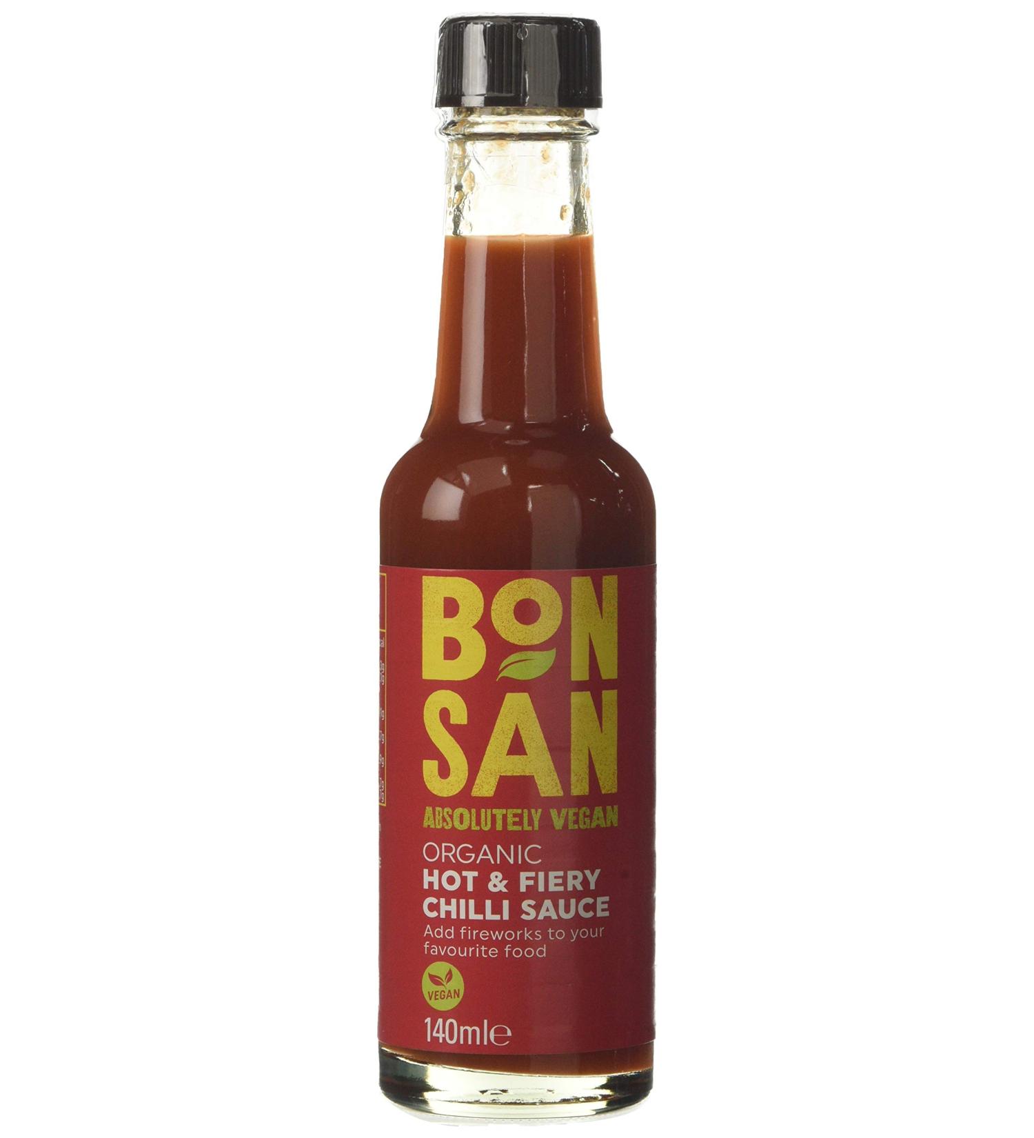 Bonsan Organic Vegan Hot and Fiery Chilli Sauce 140 ml - Buy Online on GoSupps.com