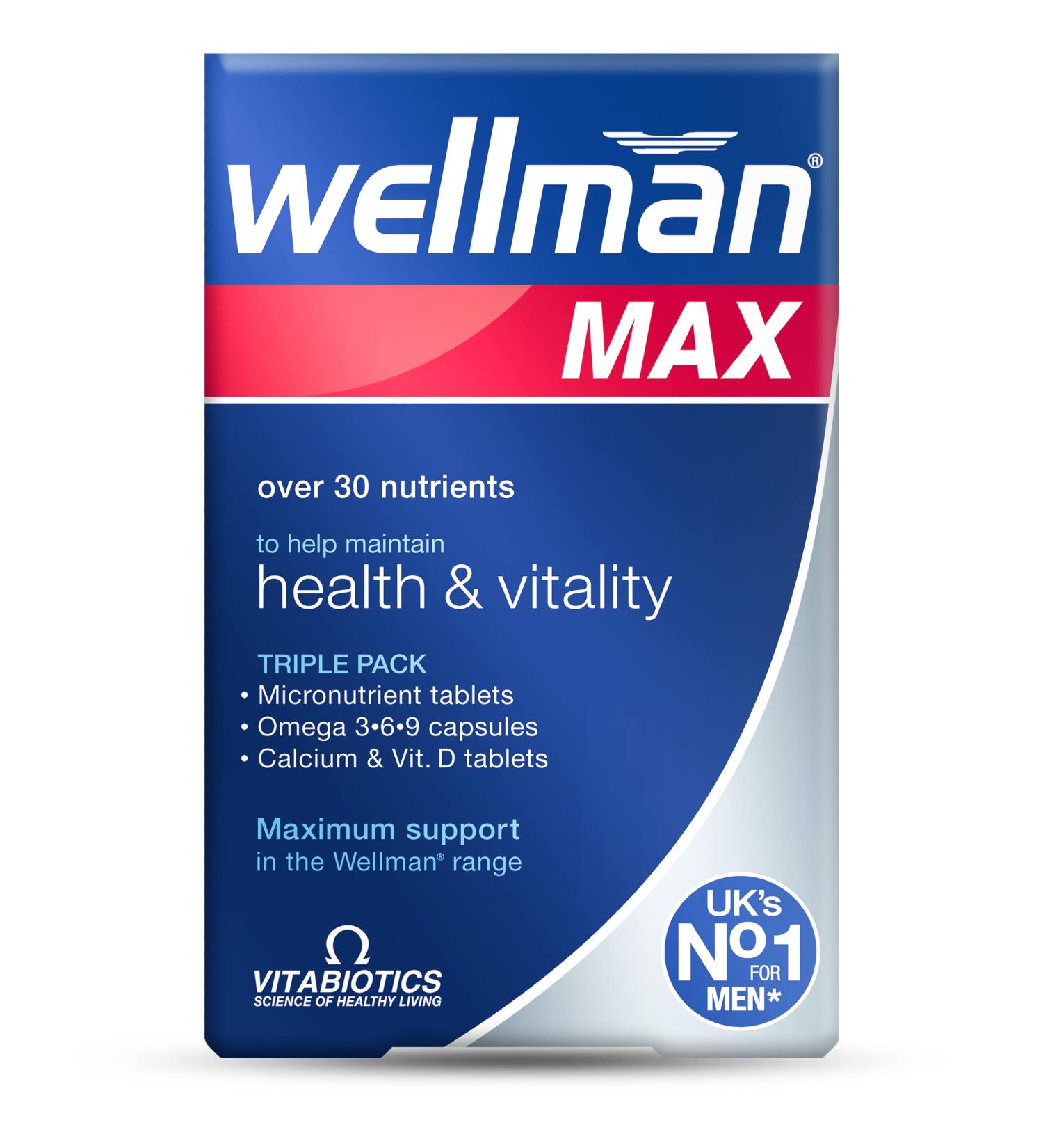 Vitabiotics Wellman Max - 84 Tablets - 84 Count Pack - Enhanced Men's Multivitamin - Buy Online on GoSupps.com
