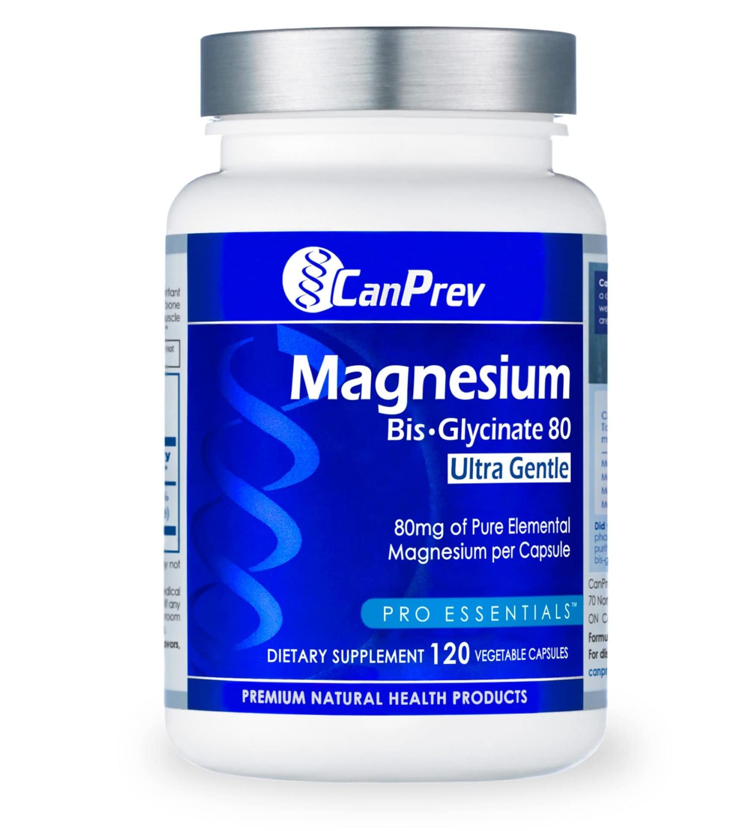 CanPrev Magnesium Biglycinate Chelated 80 mg - 120 Capsules | Muscle & Bone Health, Cramp Relief | 3rd Party Tested | Made in Canada - Buy Online on GoSupps.com