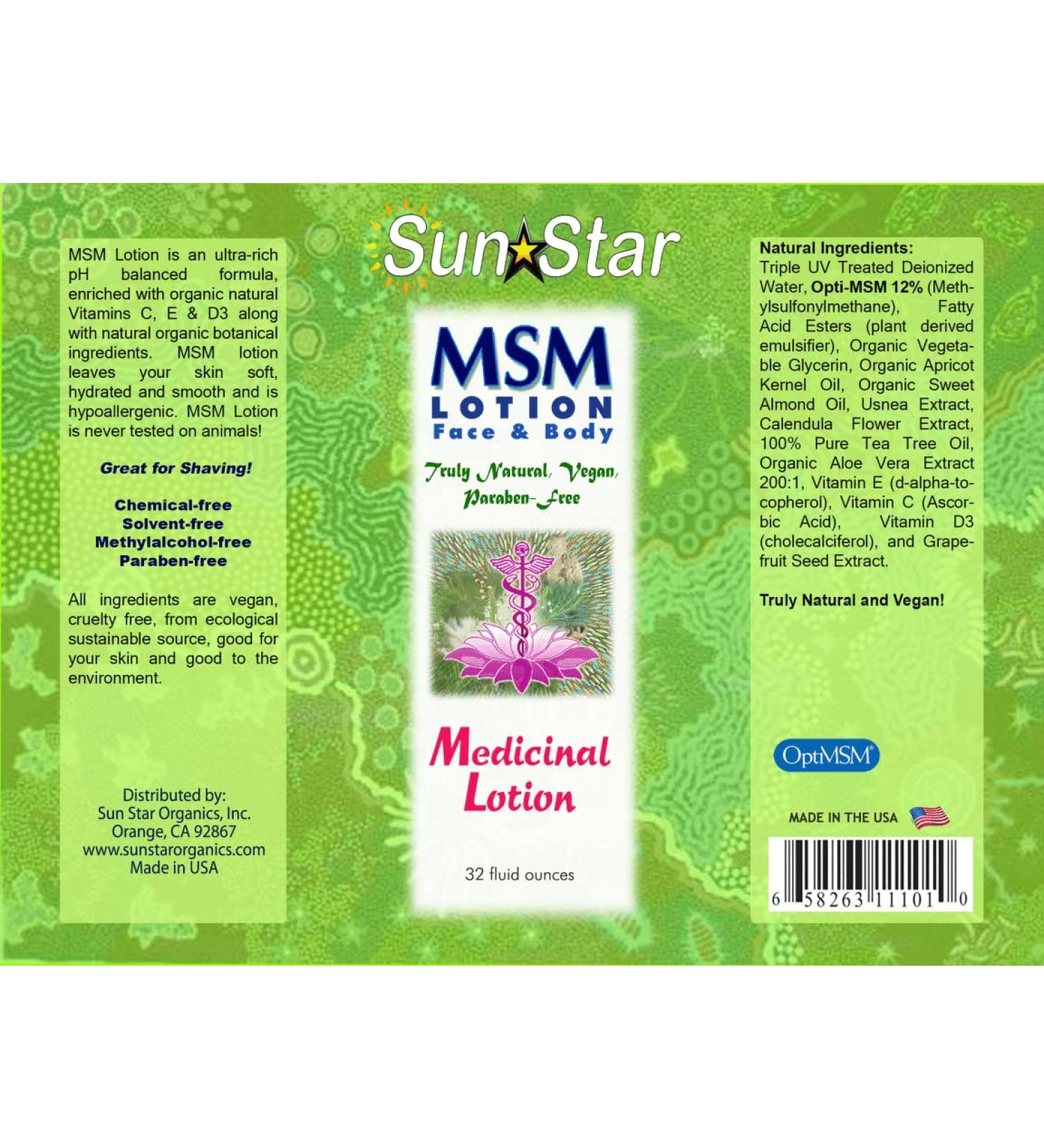 MSM Face & Body Lotion with Tea Tree Oil Medicinal Lotion
