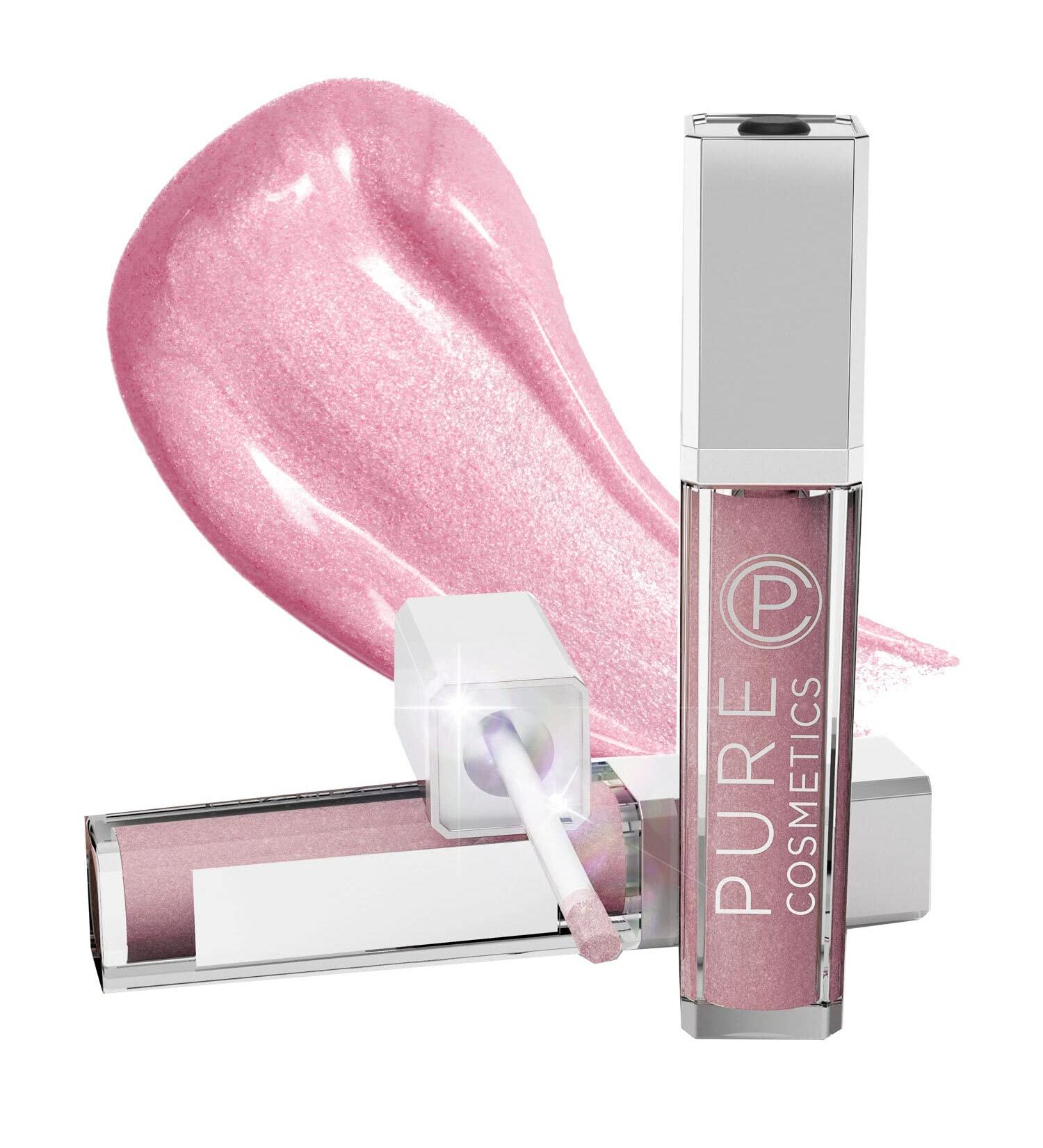 Pure Cosmetics Lip Gloss Shimmer - Hydrating & Ultra-Moisturizing with Jojoba Oil & Vitamin E | LED Applicator & Mirror | Cruelty-Free - Buy Online on GoSupps.com