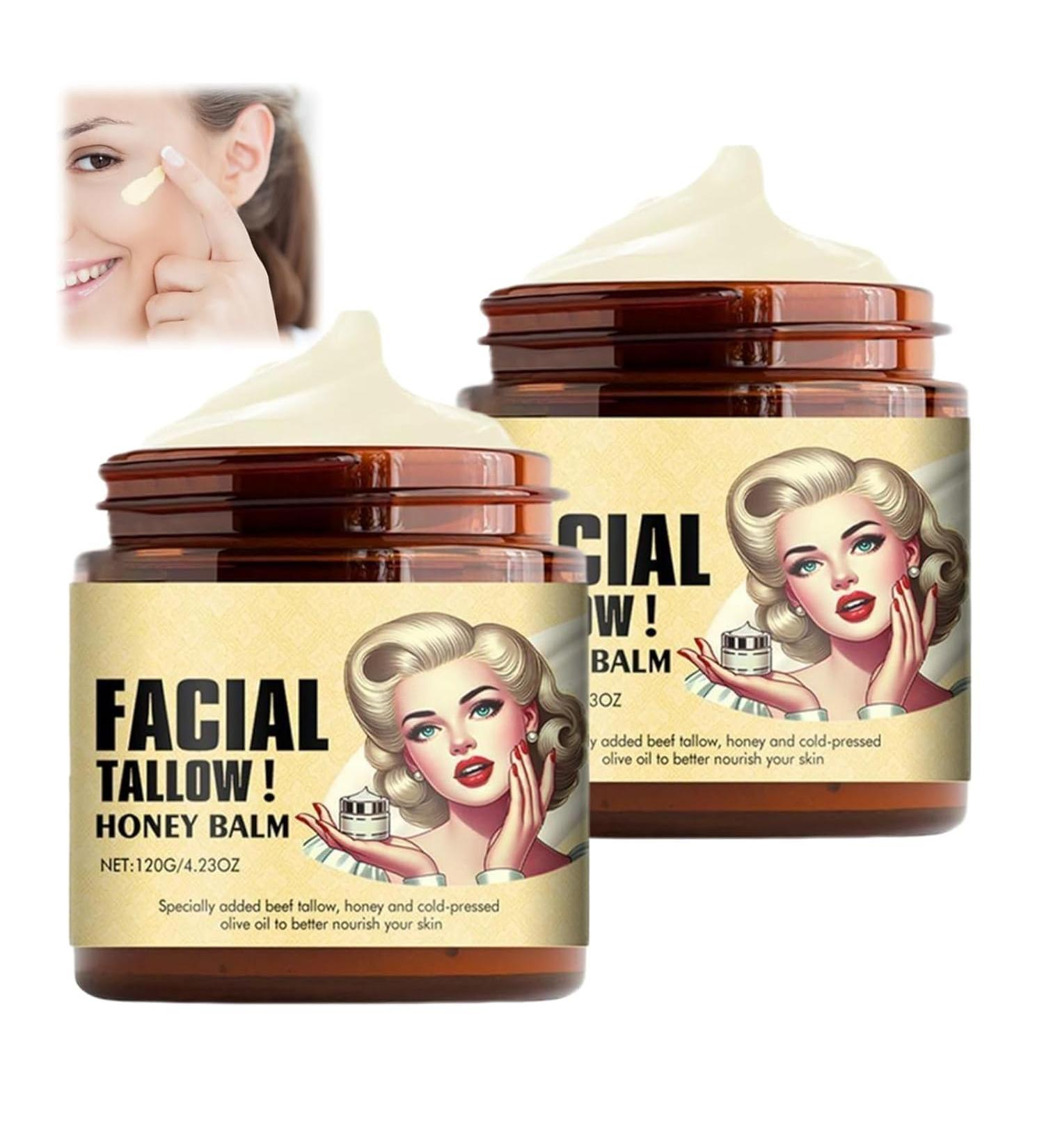 Whipped Beef Tallow Honey Balm Whipped Beef Tallow and Honey Balm Grass Fed Grass Finished Face Cream Beef Tallow Moisturizer Face 2pcs - Buy Online on GoSupps.com