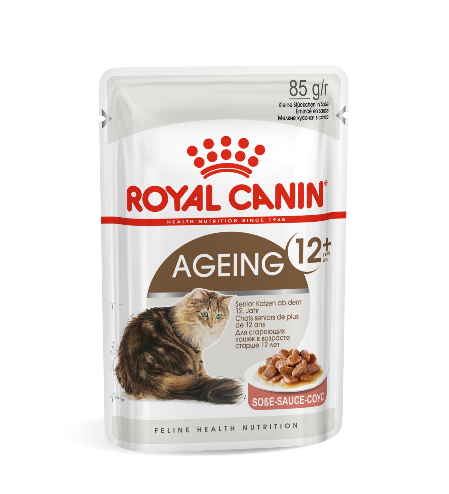 Royal Canin Ageing 12+ Complete Adult Wet Cat Food in Gravy 12 x 85g - Buy Online on GoSupps.com