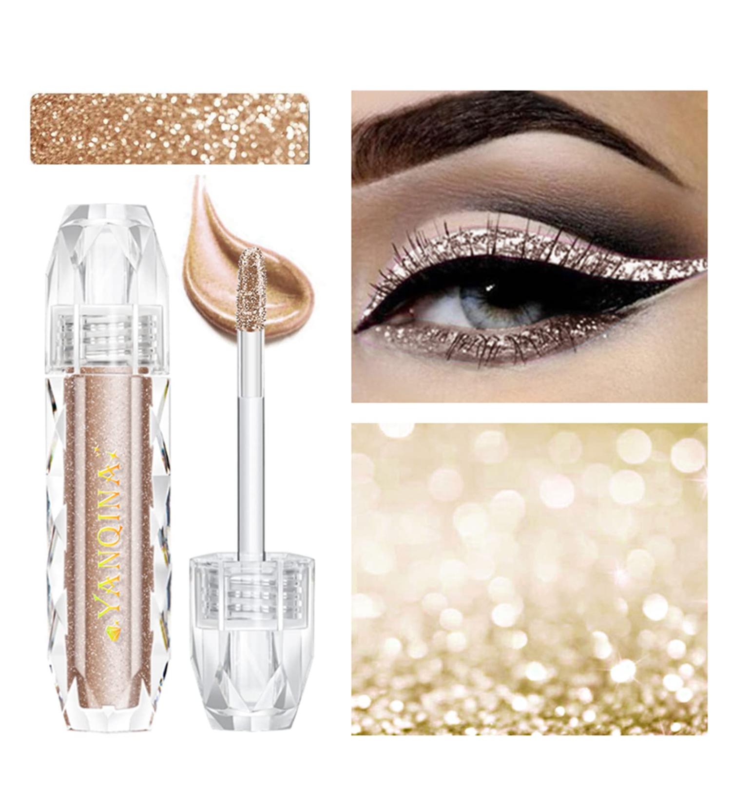 JUNRUO Liquid Glitter Eyeshadow - Metallic Shimmer, Long Lasting & Waterpoof - Misty Sands - Buy Online on GoSupps.com