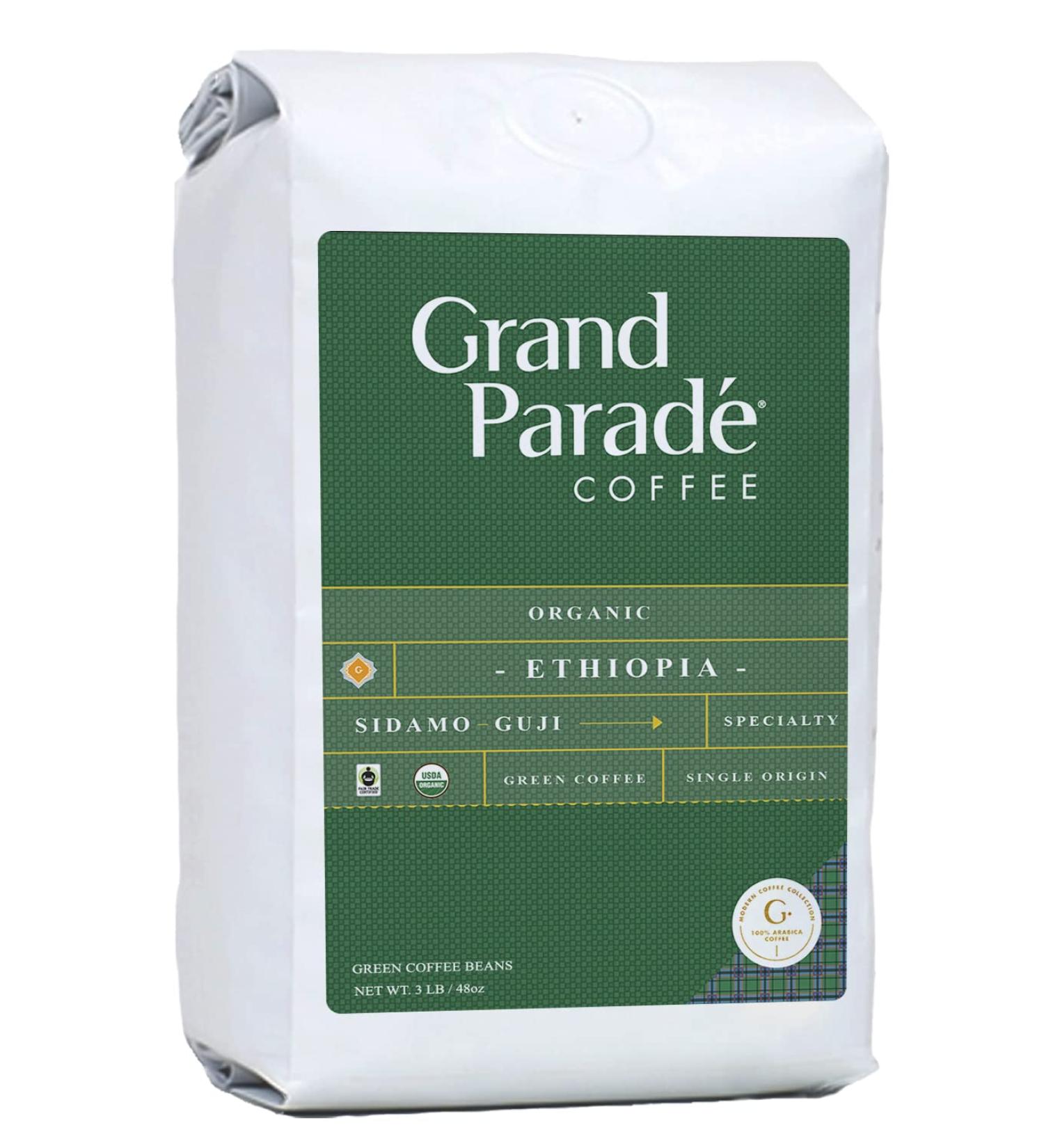 Organic Ethiopian Sidamo Guji Green Coffee Beans - 3 lbs Unroasted - Specialty Grade 1 Arabica - Fresh Crop Blueberry, Blackberry, Chocolate, Cherry - Single Origin - 3 lb Pack - Buy Online on GoSupps.com
