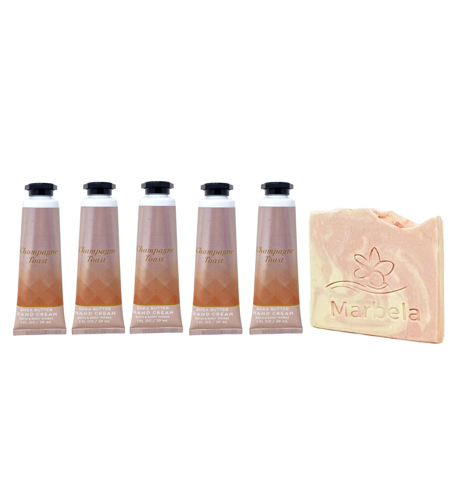 Bath & Body Works Champagne Toast 5 Pack Hand Cream Bundle with a Himalayan Salts Springs Sample Soap - Buy Online on GoSupps.com