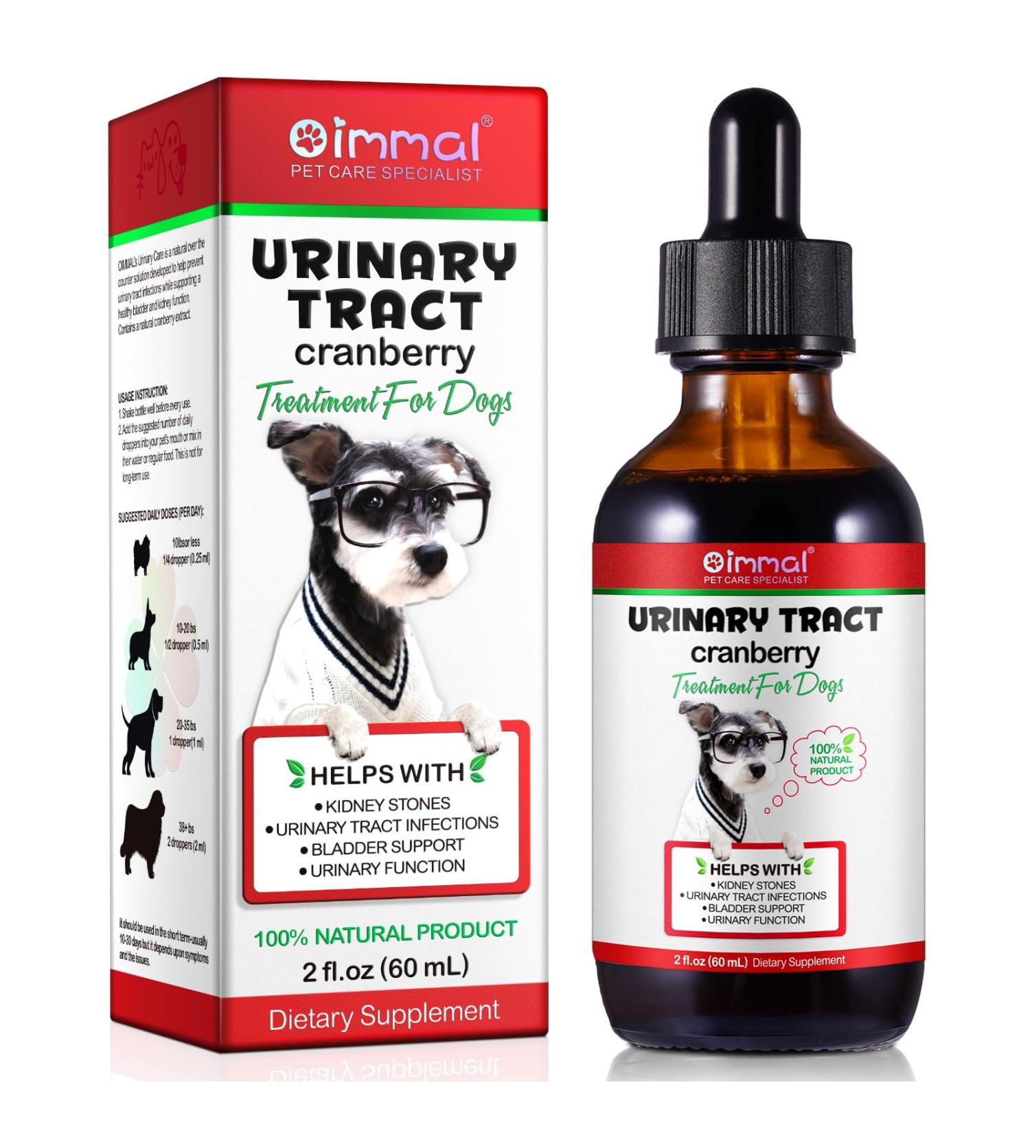 Dog Urinary Tract Infection Treatment Drops with Cranberry Extract - Supports Bladder, Kidney Stone Prevention & UTI - Bacon Flavor - 60ml - Buy Online on GoSupps.com