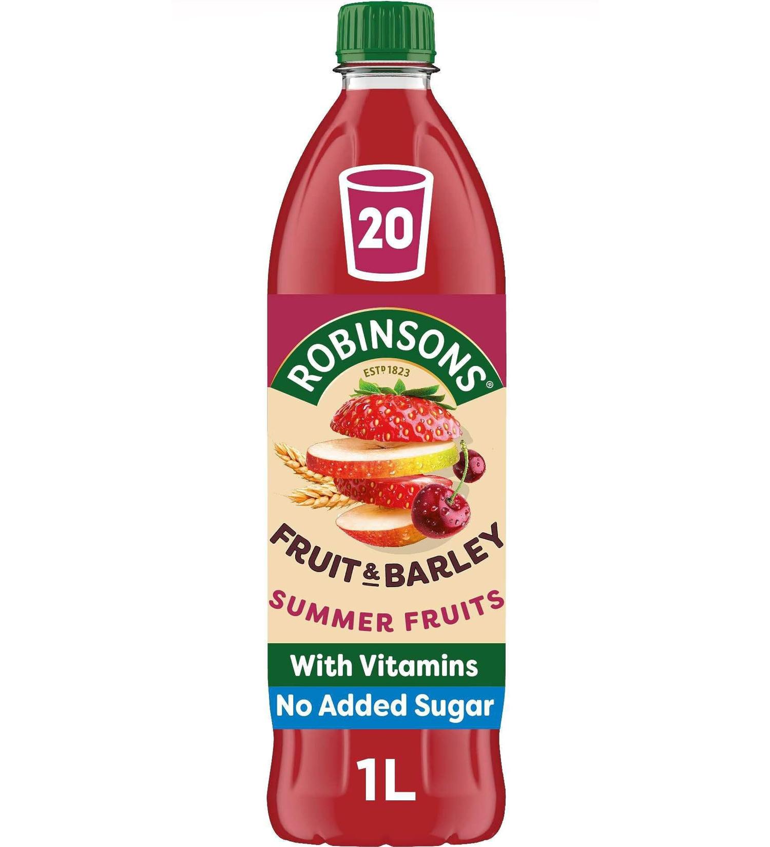 Robinsons Fruit and Barley Summer Fruits 1L - Refreshing Drink for Hot Days - Buy Online on GoSupps.com