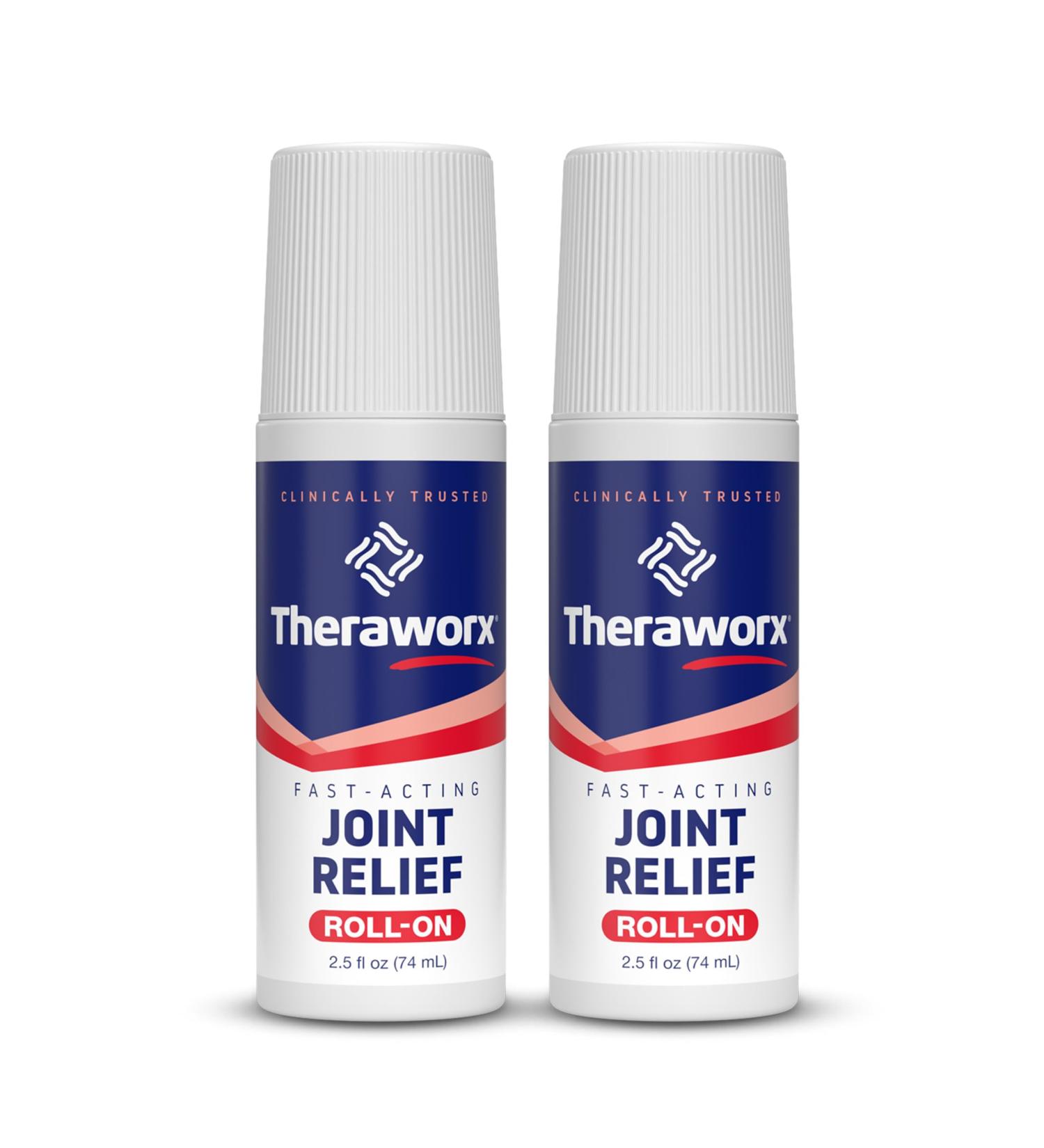 Theraworx Fast-Acting Joint Relief Roll-On - 2.5 Oz (Pack of 2) | Discomfort & Inflammation Relief | International Shipping Available - Buy Online on GoSupps.com
