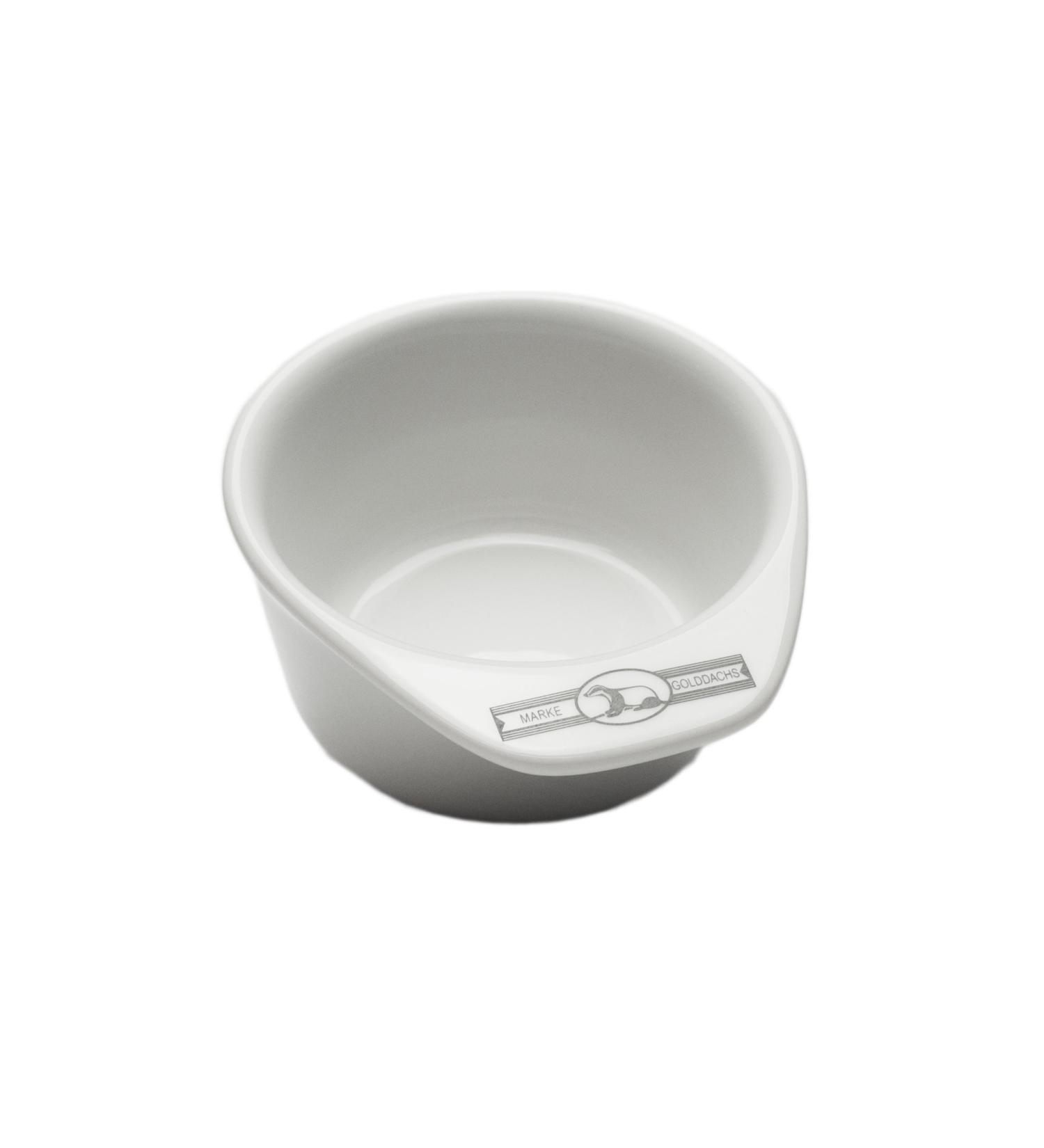 Golddachs shaving pot white with handle and logo without soap logo on handle