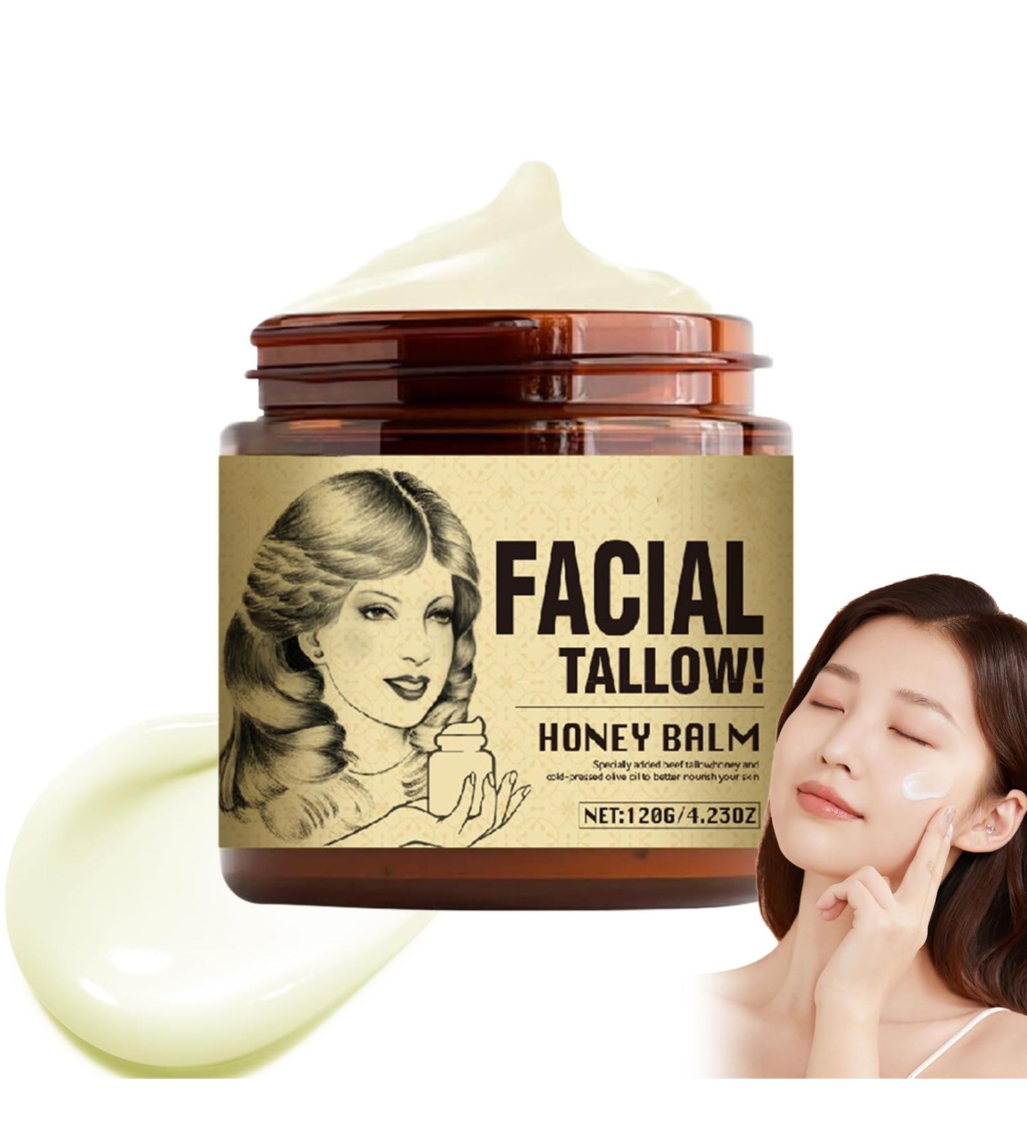 Organic Facial Tallow & Honey Balm - Hydrating Grass-Fed Beef Tallow Moisturizer for Face & Body - Buy Online on GoSupps.com