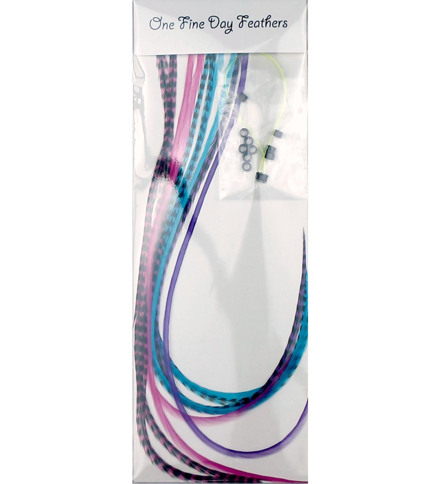 10 feather hair extensions real feathers 22-28 cm with rings/loops (cupcake)