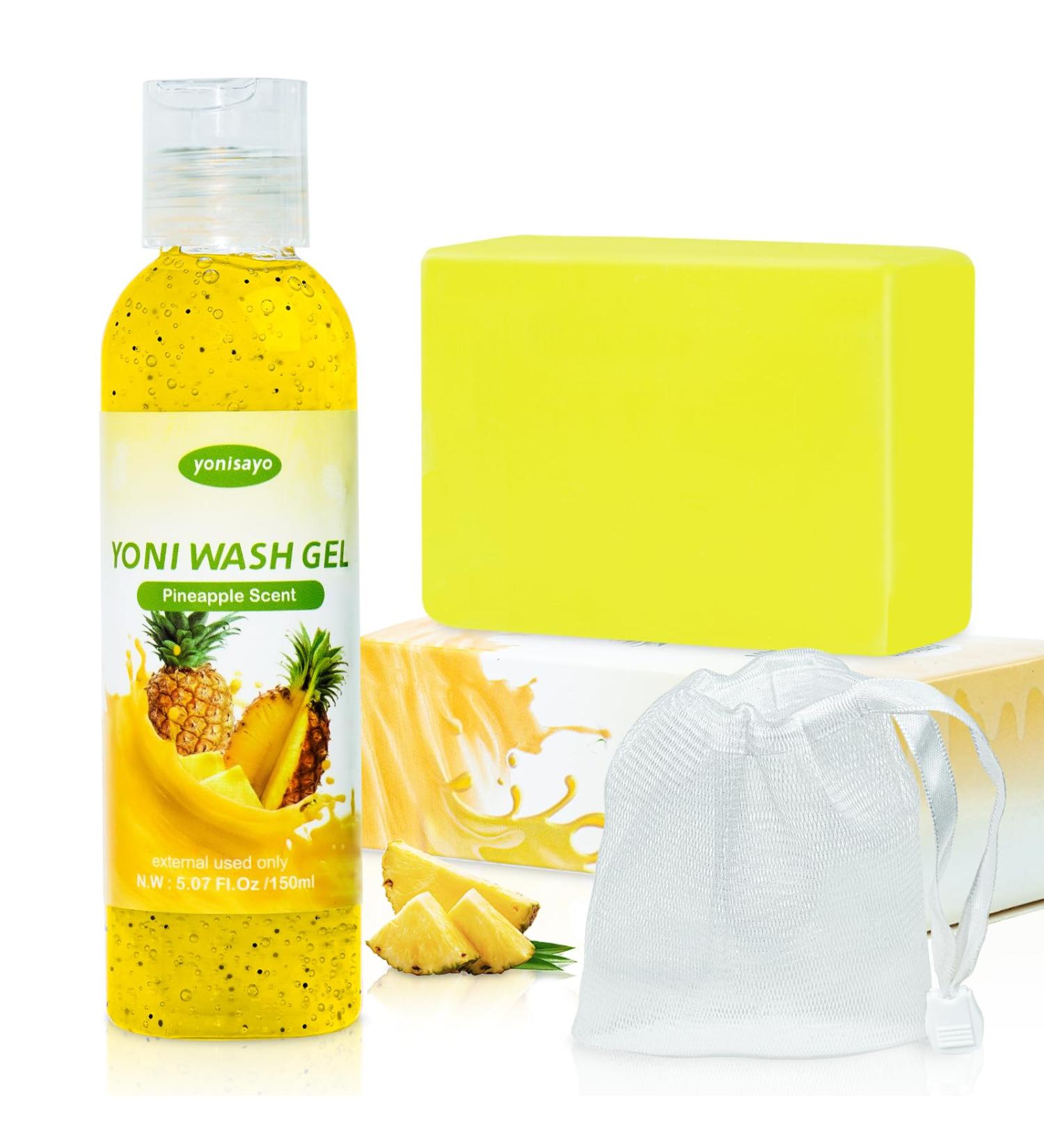 2 PCS Yoni Wash Bar Soap for Women - pH Balanced Intimate Cleanser Odor Eliminator Moisturizing Pineapple Body Wash - Buy Online on GoSupps.com