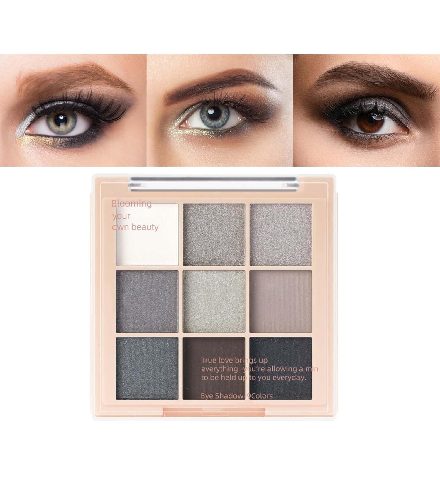 Smokey Black Eyeshadow Palette - 9 Color Glitter Matte Shimmer Cool Tone Smoky Eye Shadow Palette | High Pigment, Waterproof, Long Lasting, Hypoallergenic (01 Black) - Buy Online on GoSupps.com